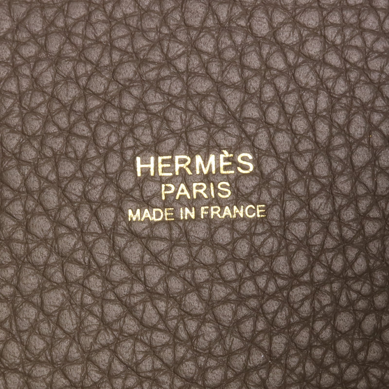 HERMES Clemence皮革Picotin PM金扣手挽袋Etain