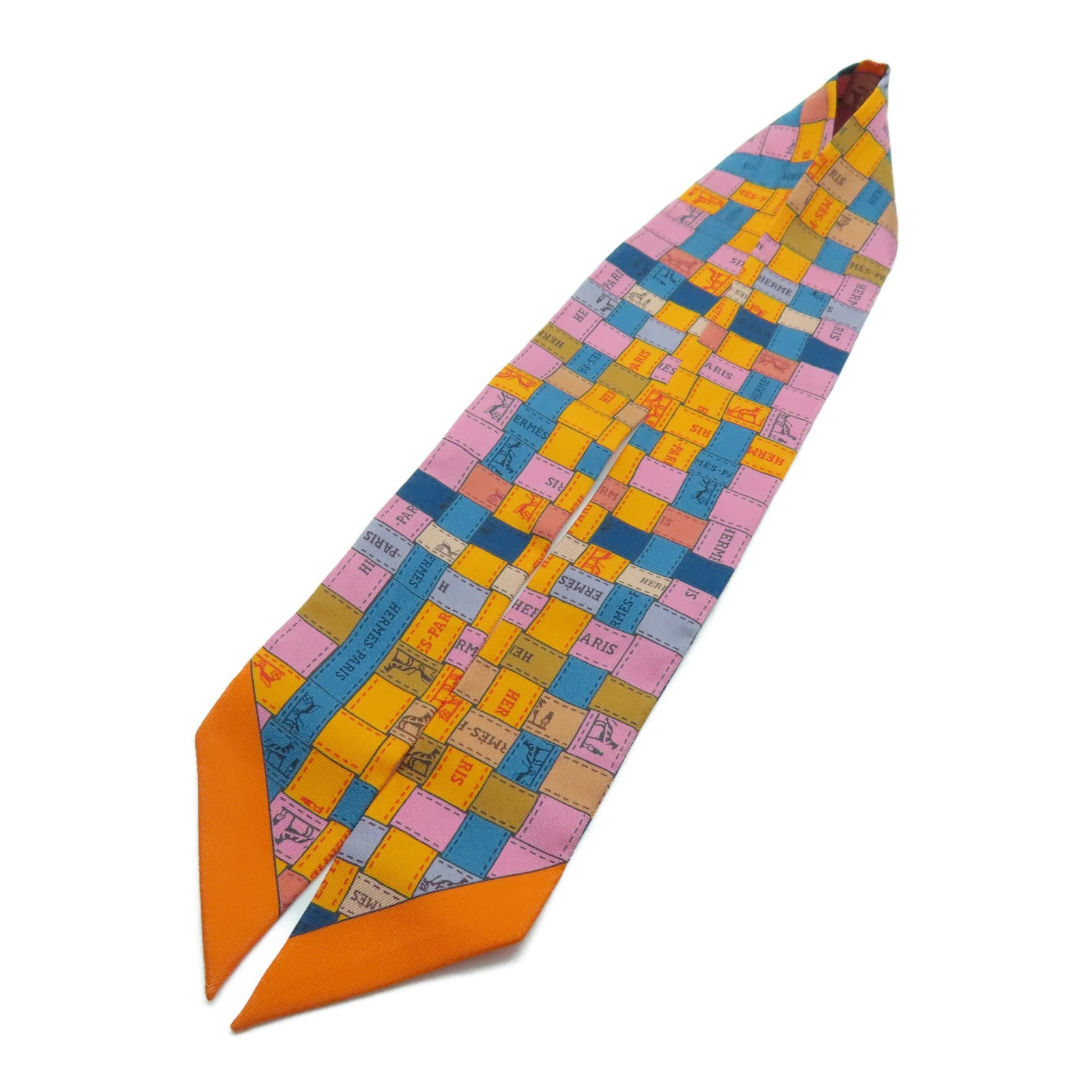 HERMES 絲質Twilly絲巾橙色