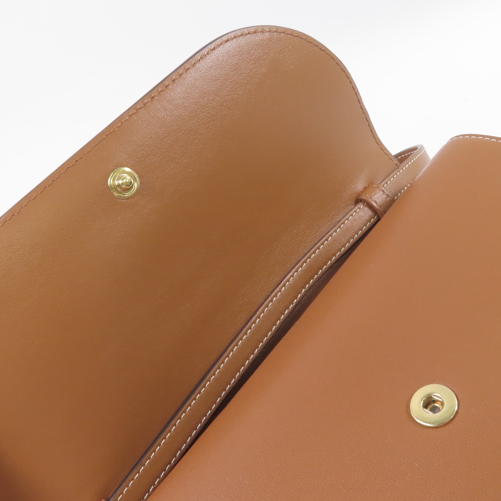 CELINE 塗層帆布Triomphe Wallet On Strap Shoulder Bag金扣肩背袋啡色