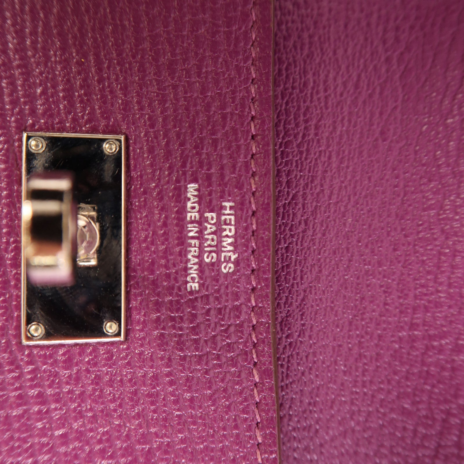 HERMES Chevre山羊皮革Kelly Long Wallet銀扣長錢包Cassis