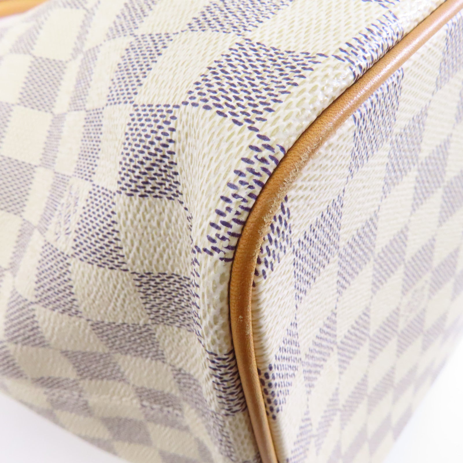 LOUIS VUITTON Damier Azur Saleya MM金扣肩背袋米色