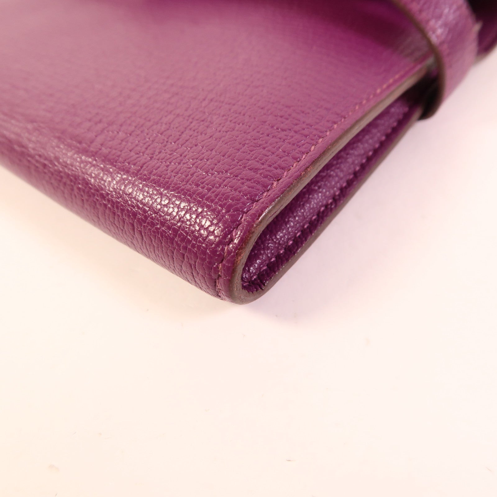 HERMES Chevre山羊皮革Kelly Long Wallet銀扣長錢包Cassis