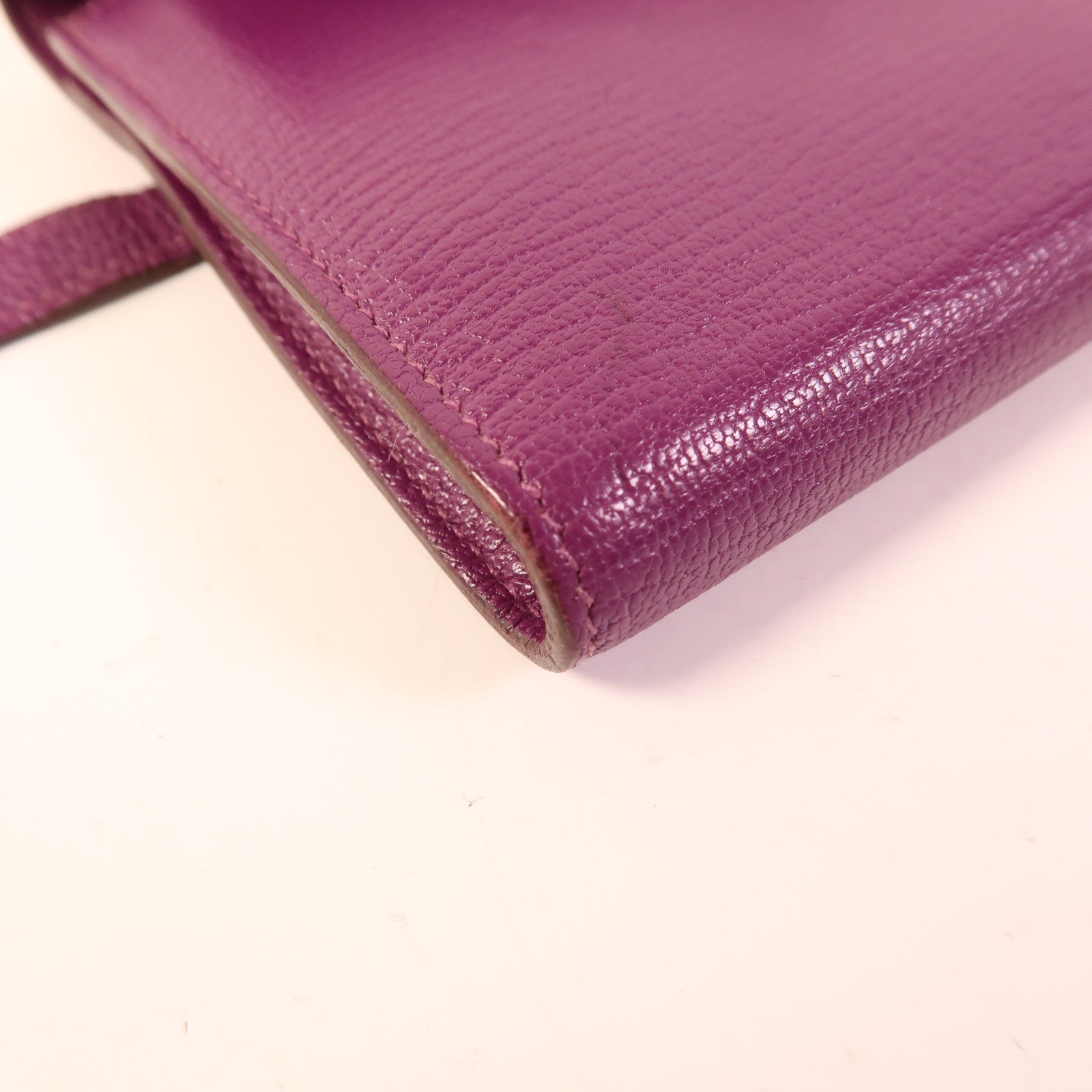 HERMES Chevre山羊皮革Kelly Long Wallet銀扣長錢包Cassis