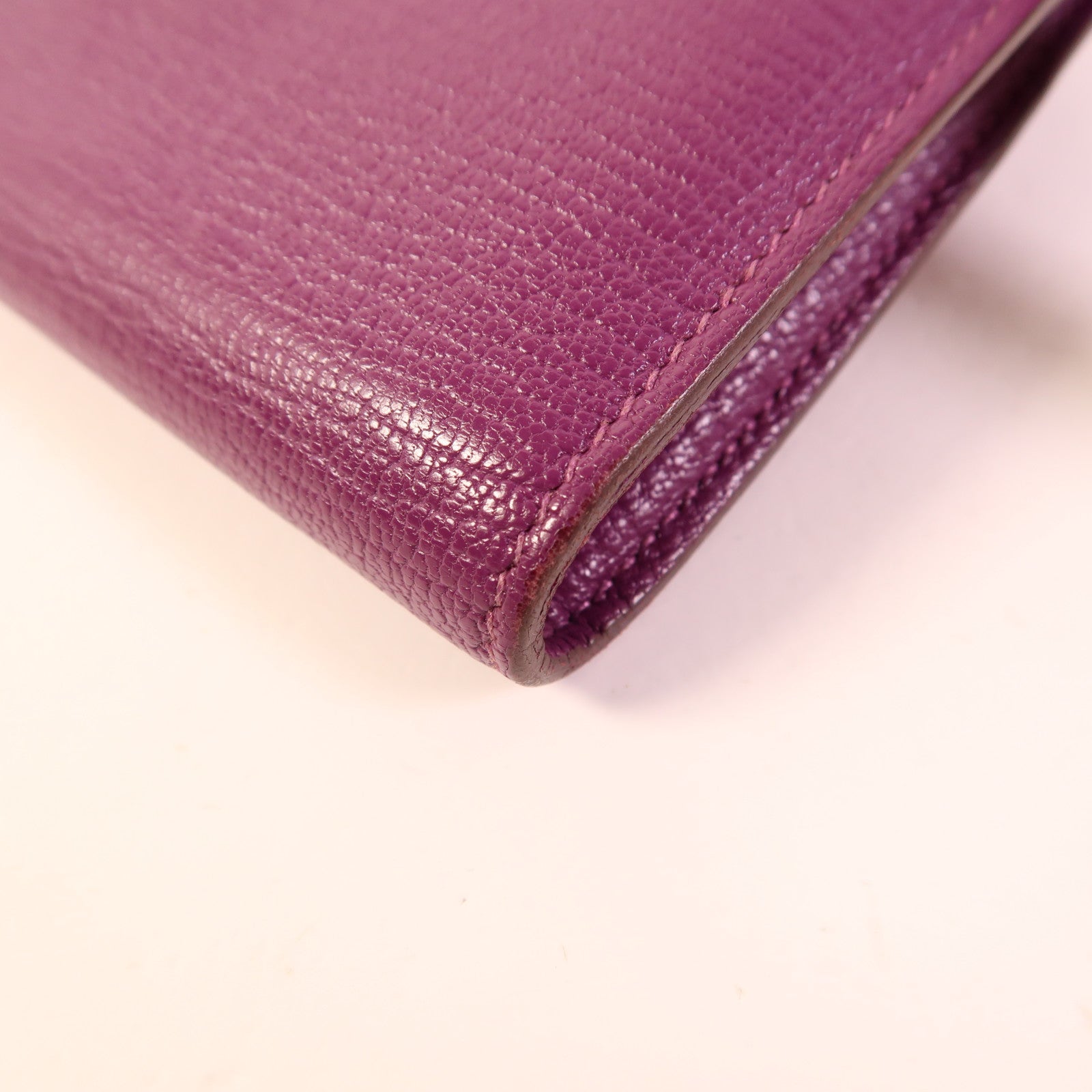 HERMES Chevre山羊皮革Kelly Long Wallet銀扣長錢包Cassis