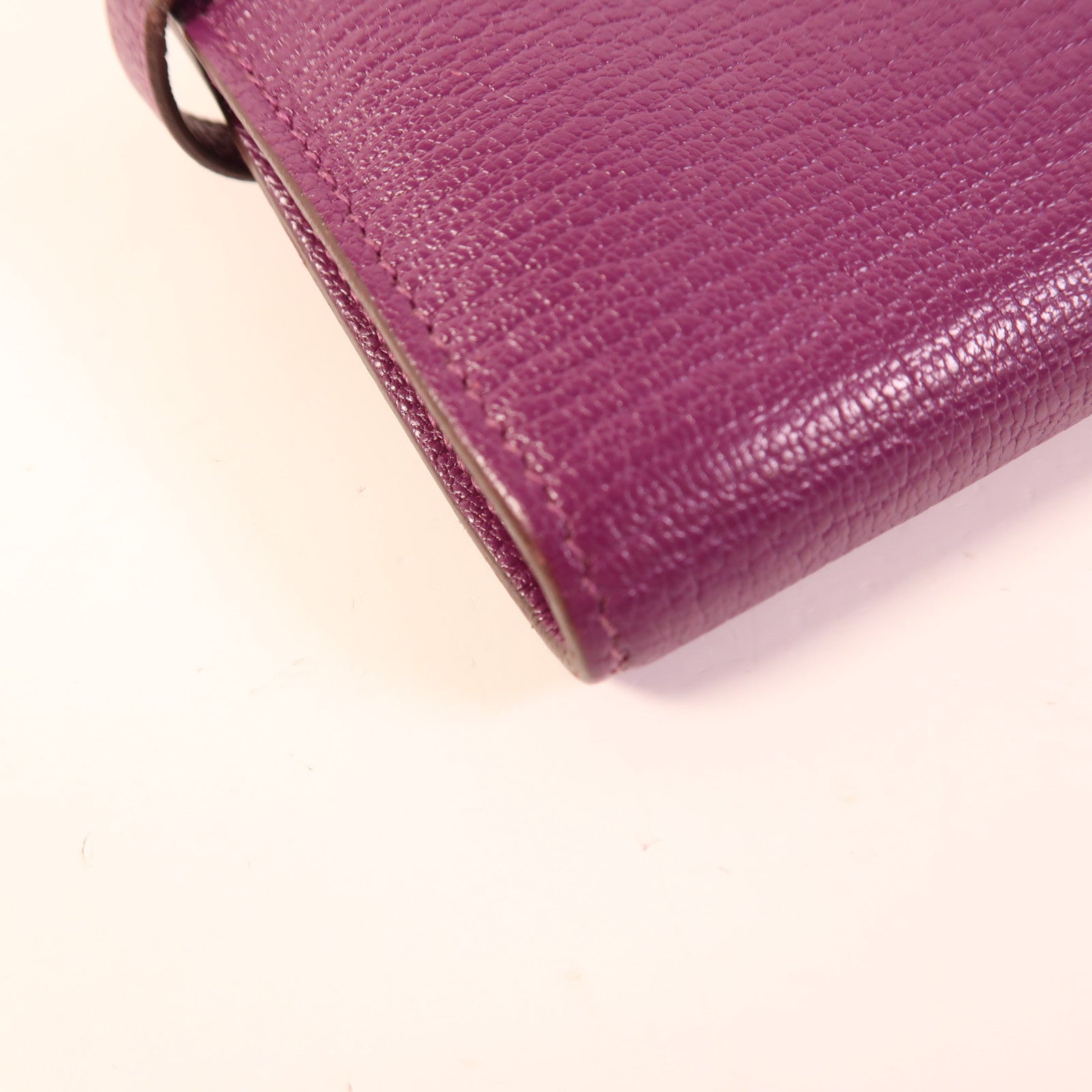 HERMES Chevre山羊皮革Kelly Long Wallet銀扣長錢包Cassis