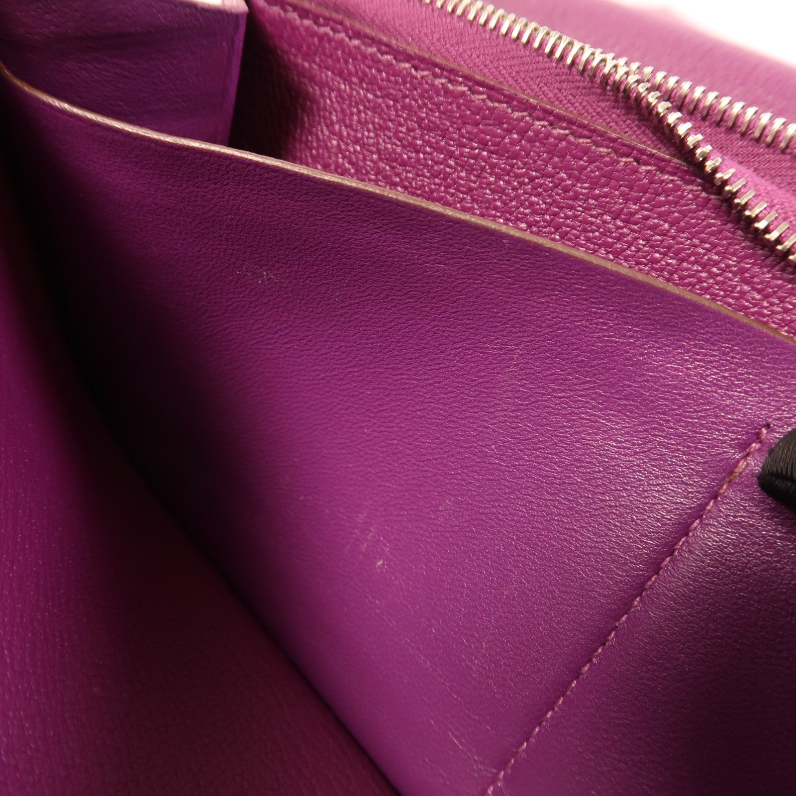 HERMES Chevre山羊皮革Kelly Long Wallet銀扣長錢包Cassis