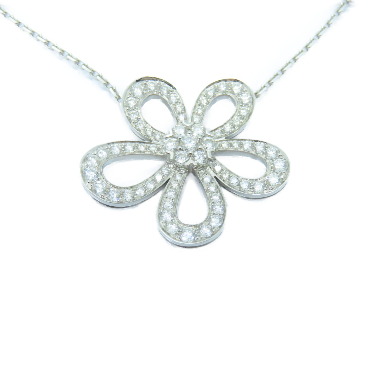 Van Cleef & Arpels 【激減優惠】18K白金Flower Pendant 2.37ct鑽石項鍊銀色