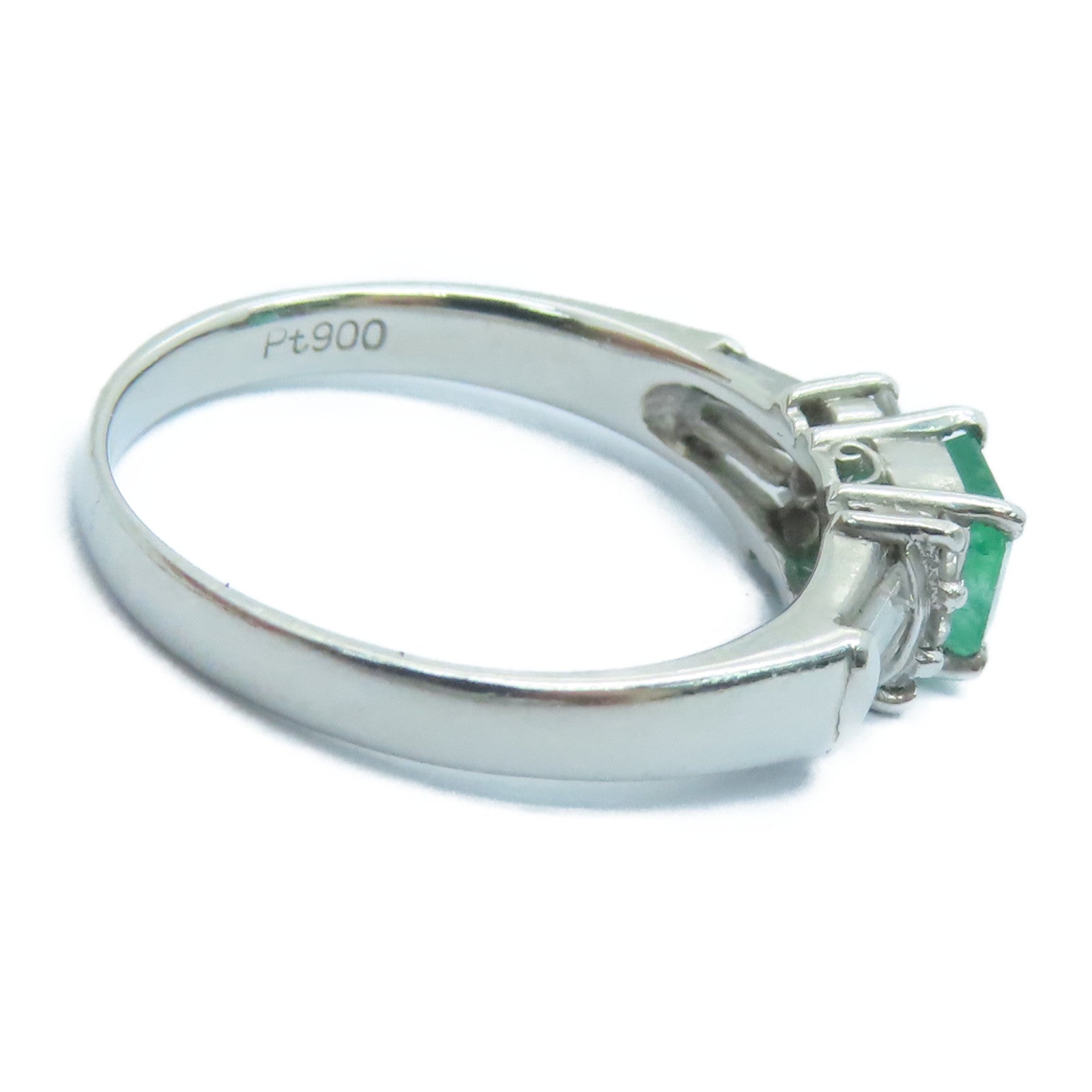 JEWELRY PT900铂金Emerald Diamond Ring0.57ct绿宝石/0.37ct钻石戒指US#6