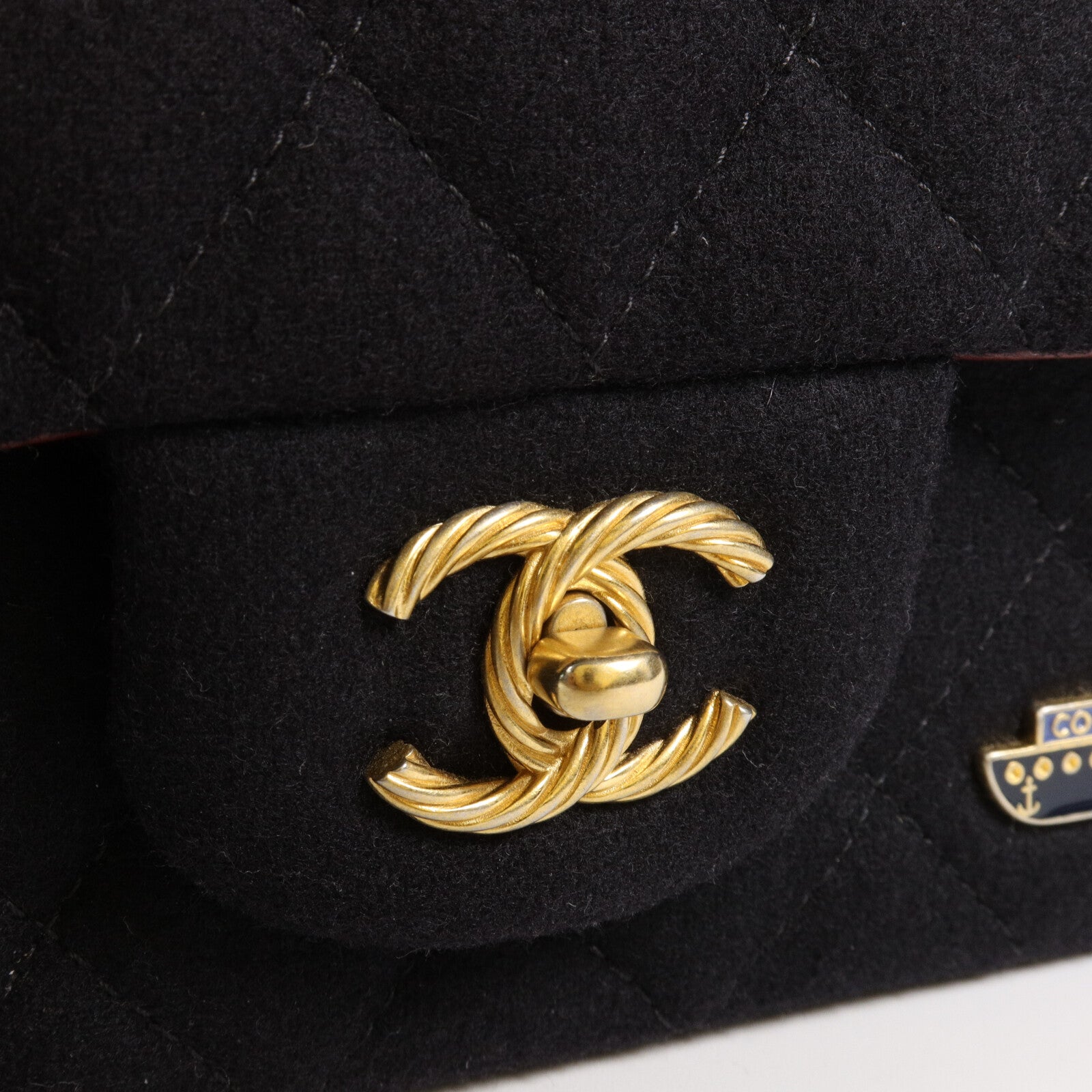 CHANEL 牛皮皮革/羊毛Paris Hamburg Classic 20鏈帶肩背袋