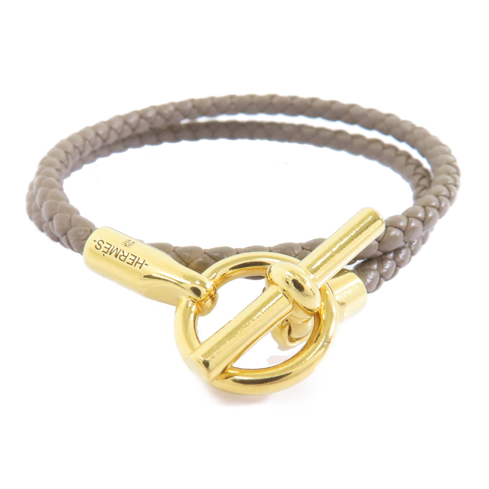 HERMES (PRICE DOWN) Roulis Bracelet Accessories Veau Swift Leather Metal Etoupe