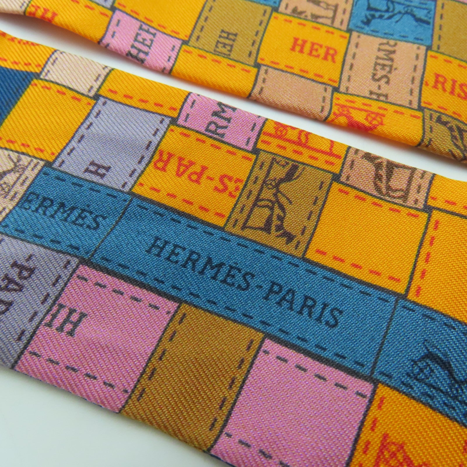 HERMES 絲質Twilly絲巾橙色