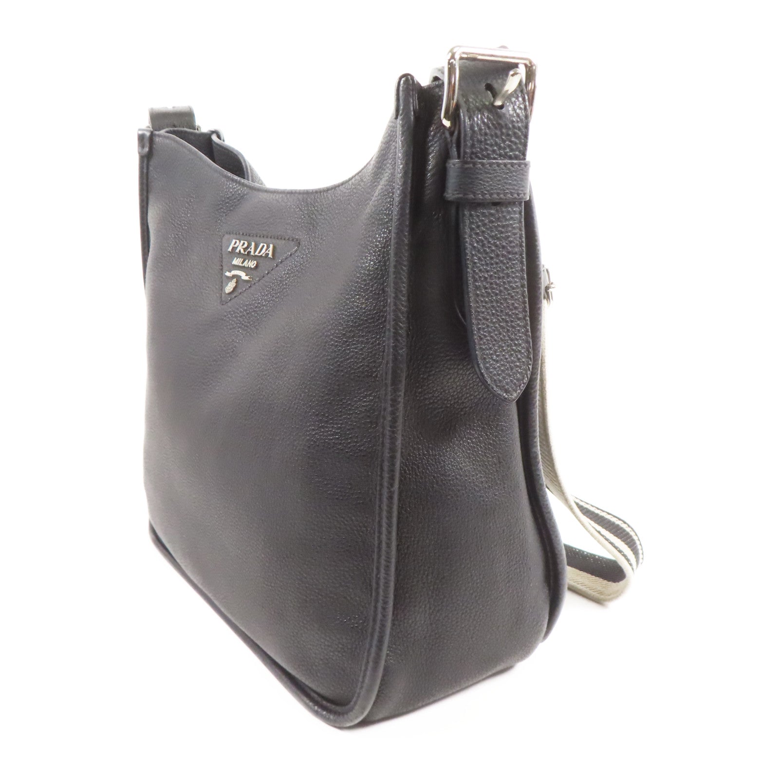 PRADA 皮革Shoulder Bag銀扣肩背袋