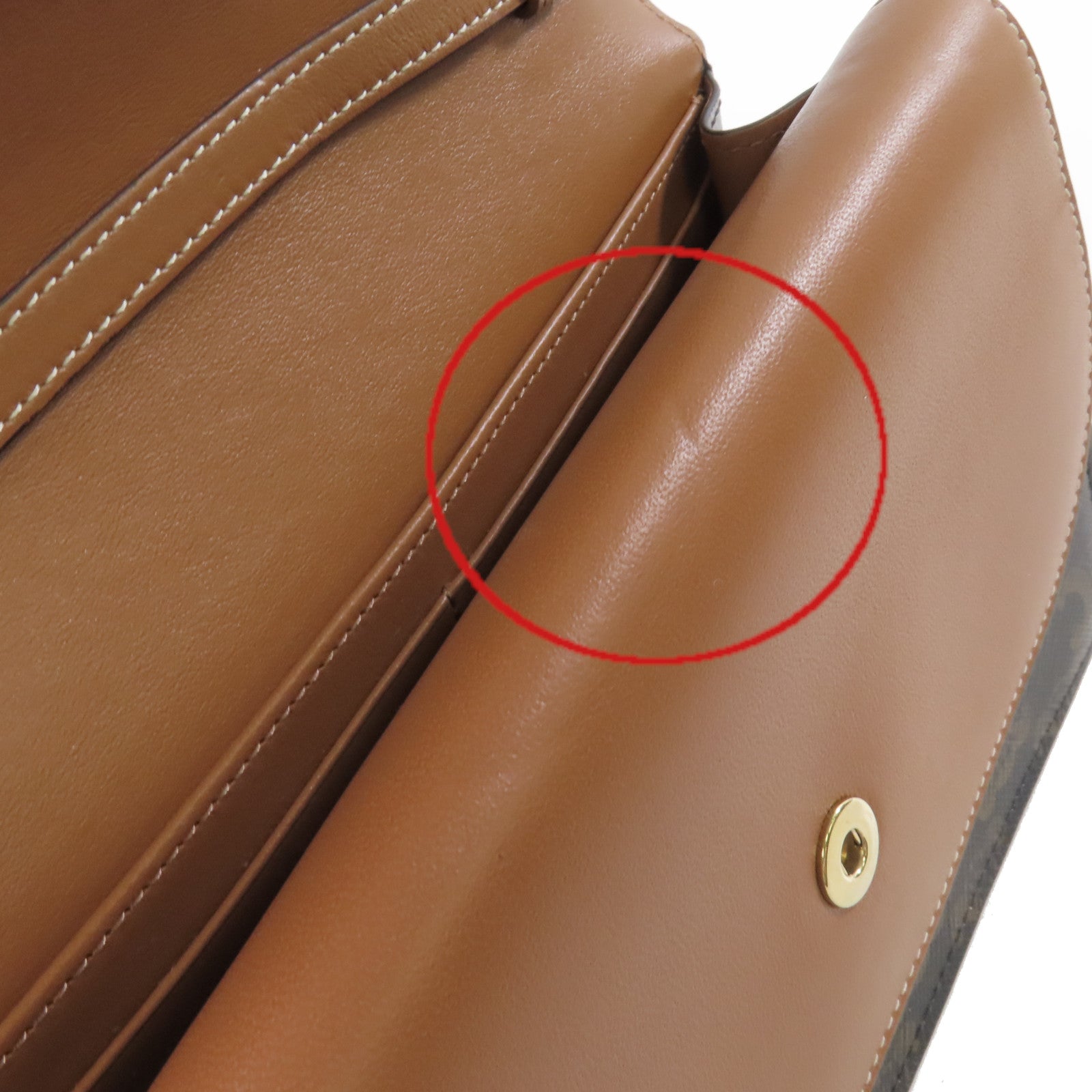 CELINE 塗層帆布Triomphe Wallet On Strap Shoulder Bag金扣肩背袋啡色