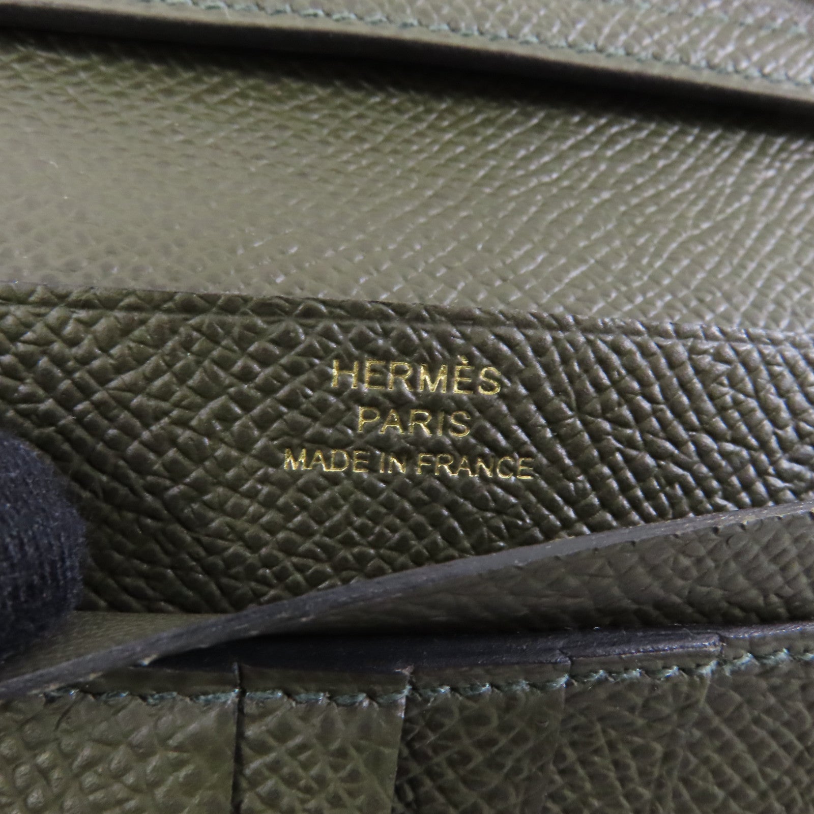 HERMES 【激減優惠】Epsom皮革Bearn Wallet金扣錢包Vert de Gris綠色