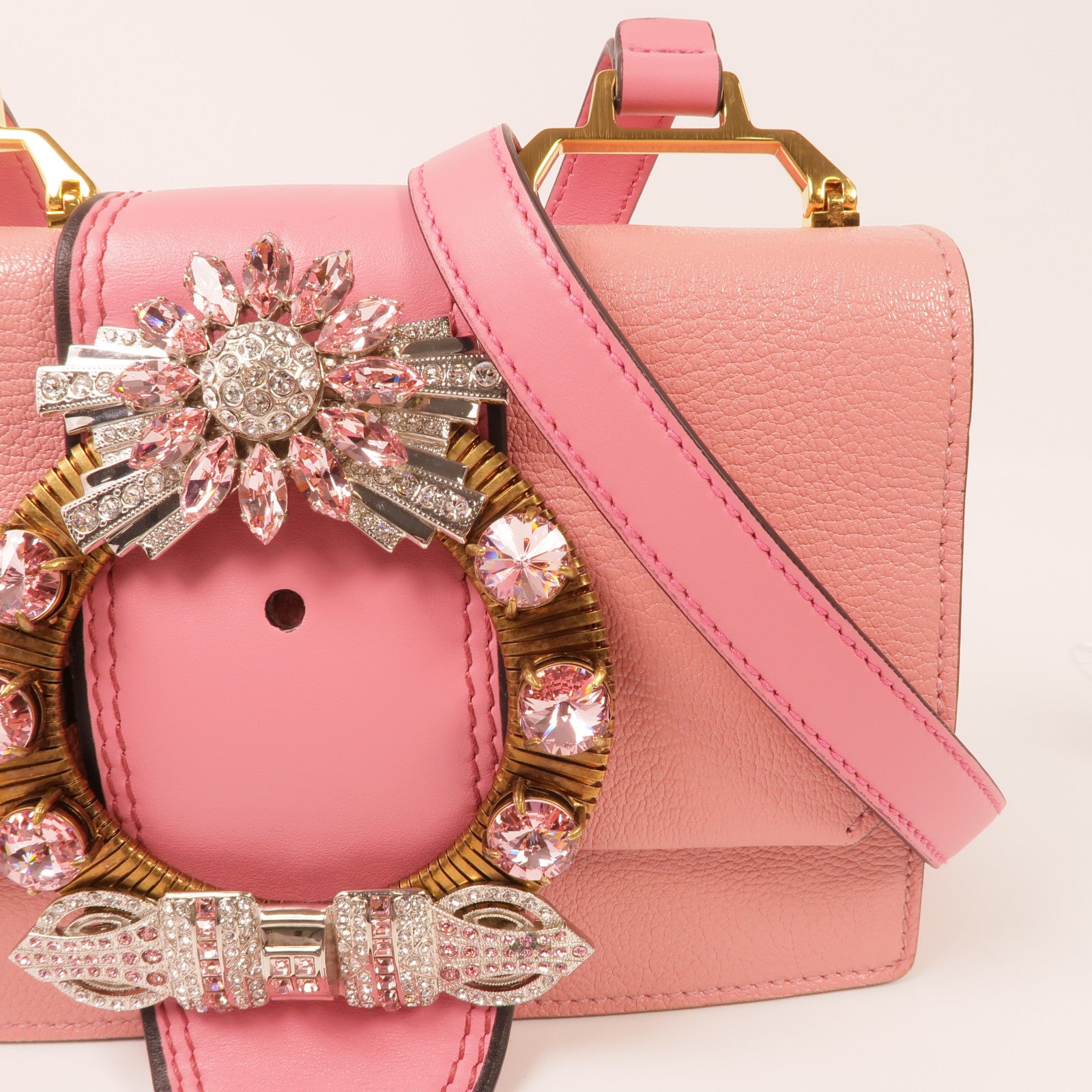 Miu Miu 山羊皮皮革Shoulder Bag金扣肩背袋