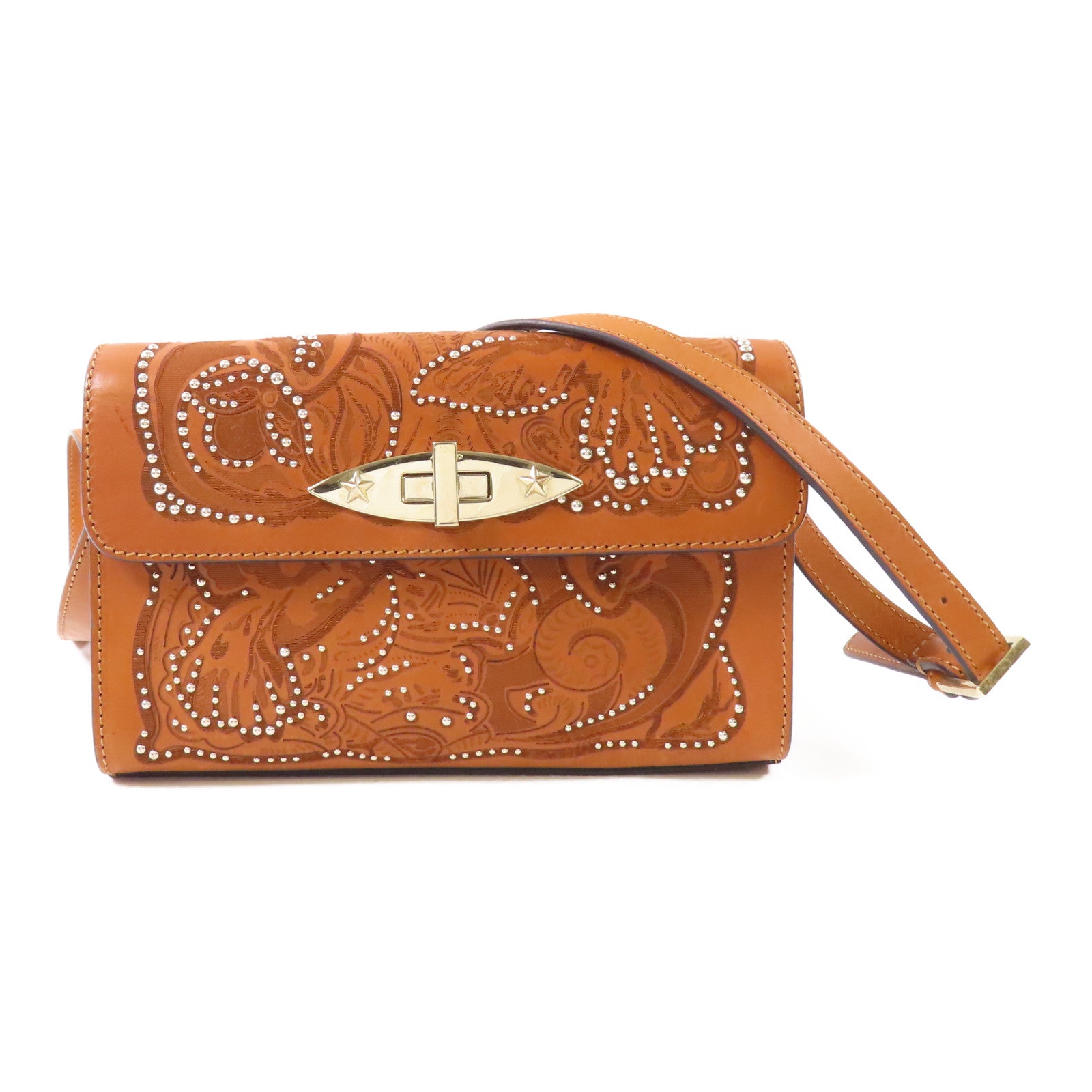 Valentino 牛皮皮革Shoulder Bag金扣肩背袋