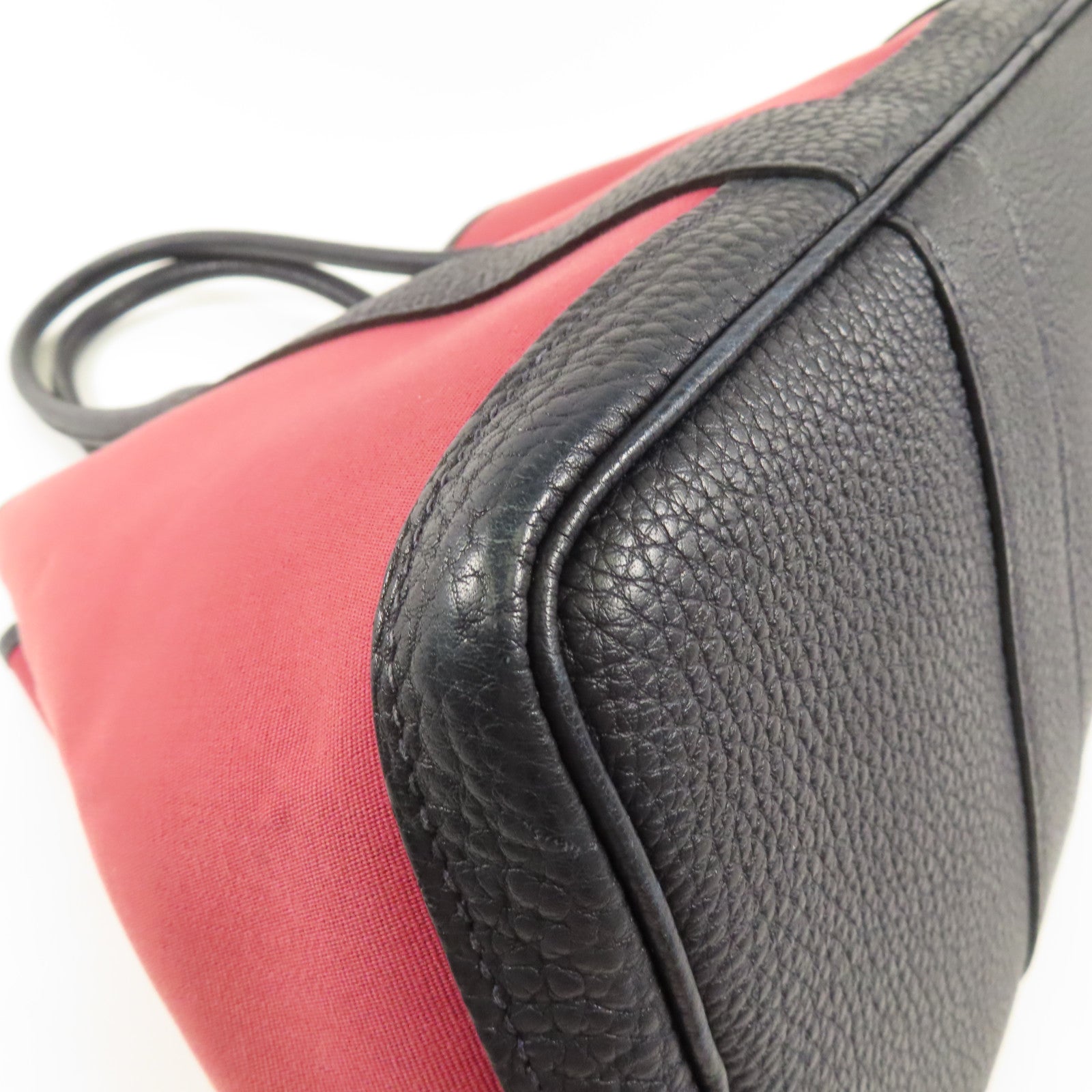 HERMES PHW Garden Party PM Tote Bag Canvas Red/Black