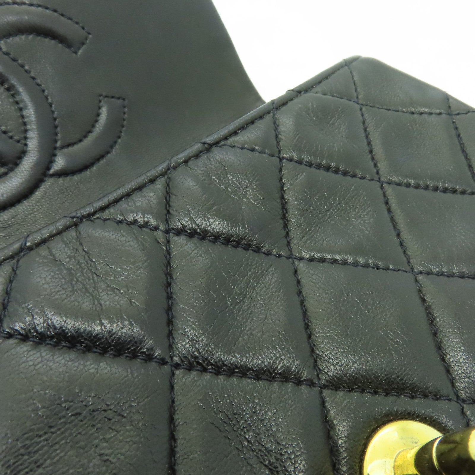 CHANEL 菱格牛皮皮革Matelasse Chain Shoulder金扣鏈帶肩背袋啡色
