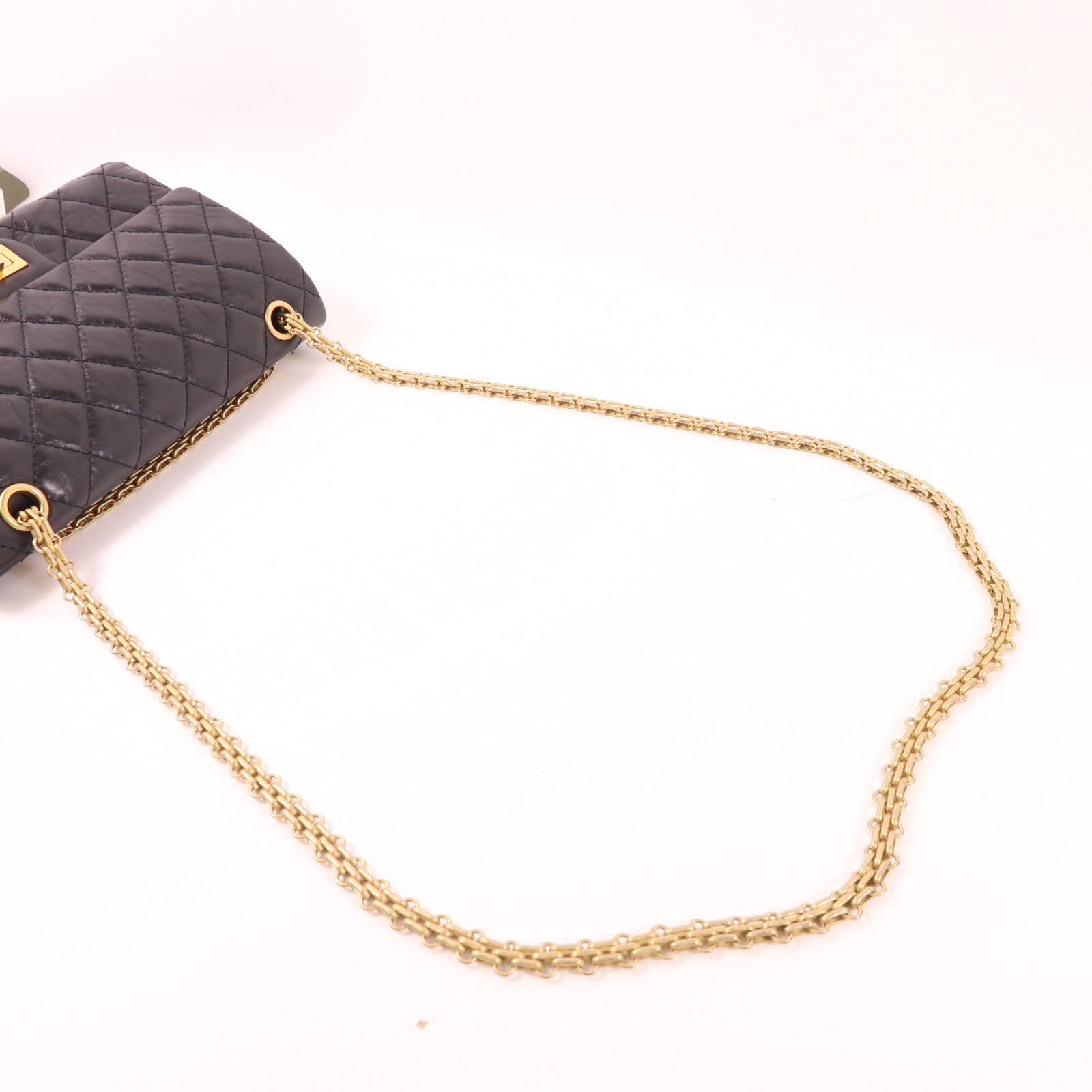 CHANEL 牛皮皮革2.55金扣鏈帶肩背袋