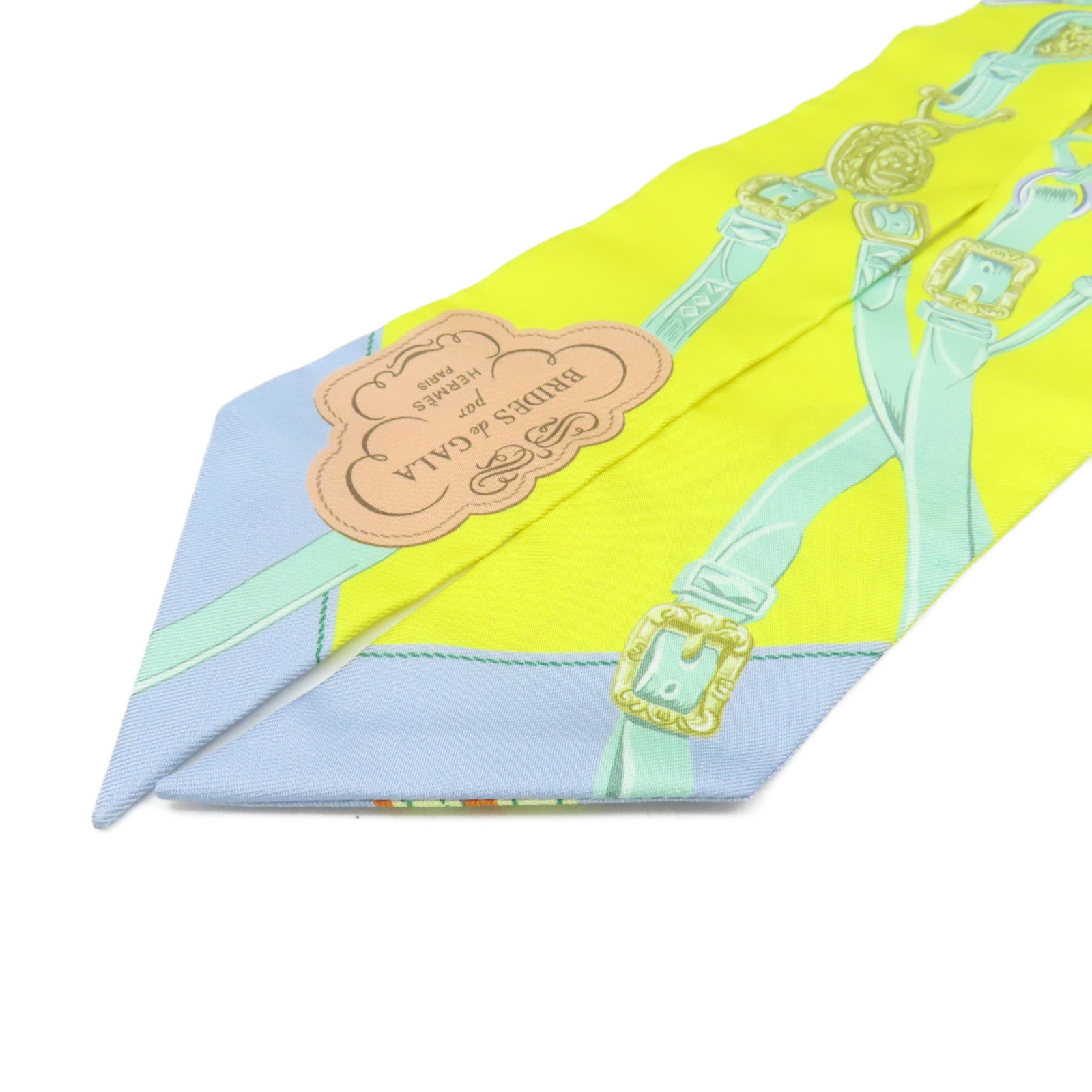 HERMES 【激減優惠】絲質Twilly Scarf絲巾黃色/綠色/彩色