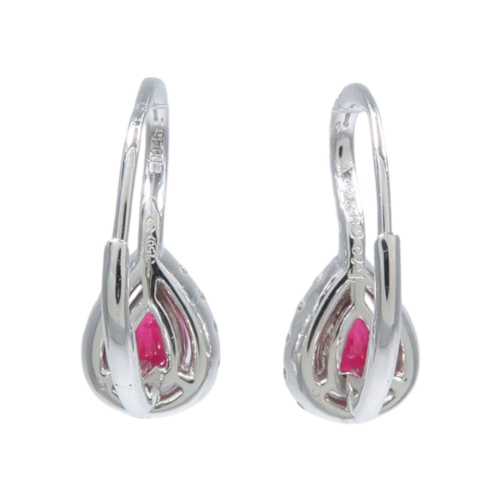 JEWELRY 18K白金Ruby Diamond Earrings紅寶石/鑽石耳環