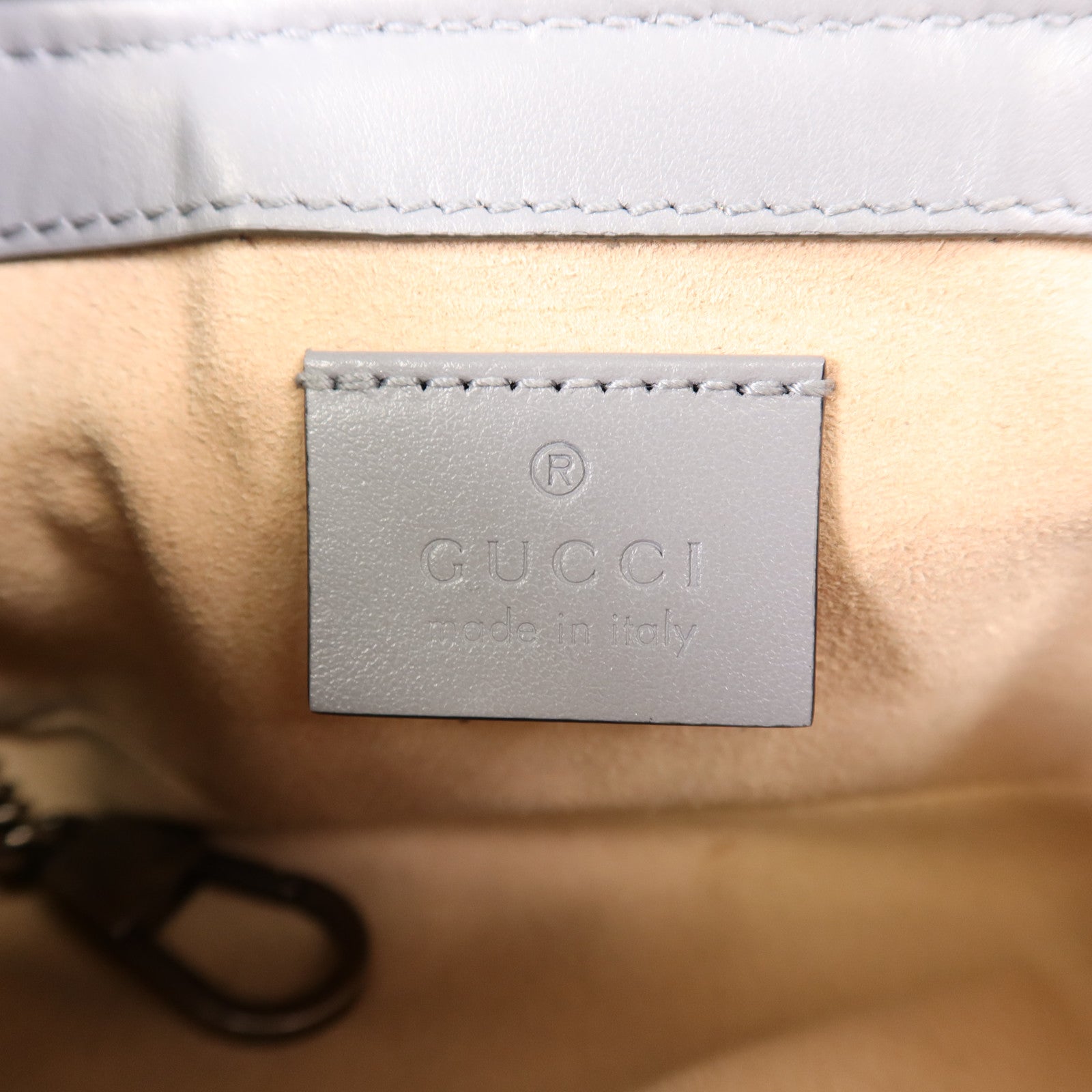 GUCCI 牛皮皮革GG Marmont Super Mini銀扣鏈帶肩背袋