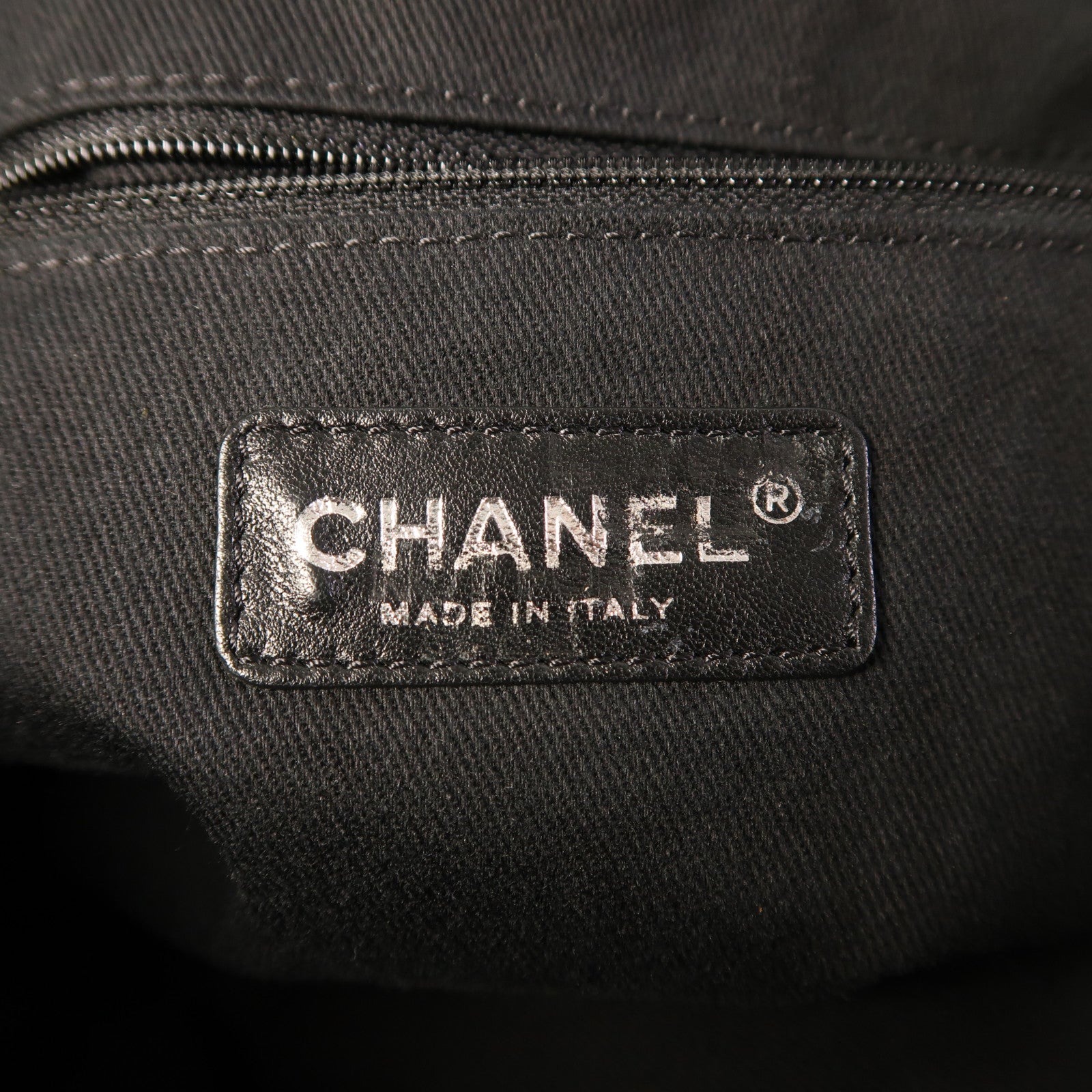 CHANEL 帆布Tote Bag銀扣肩背袋