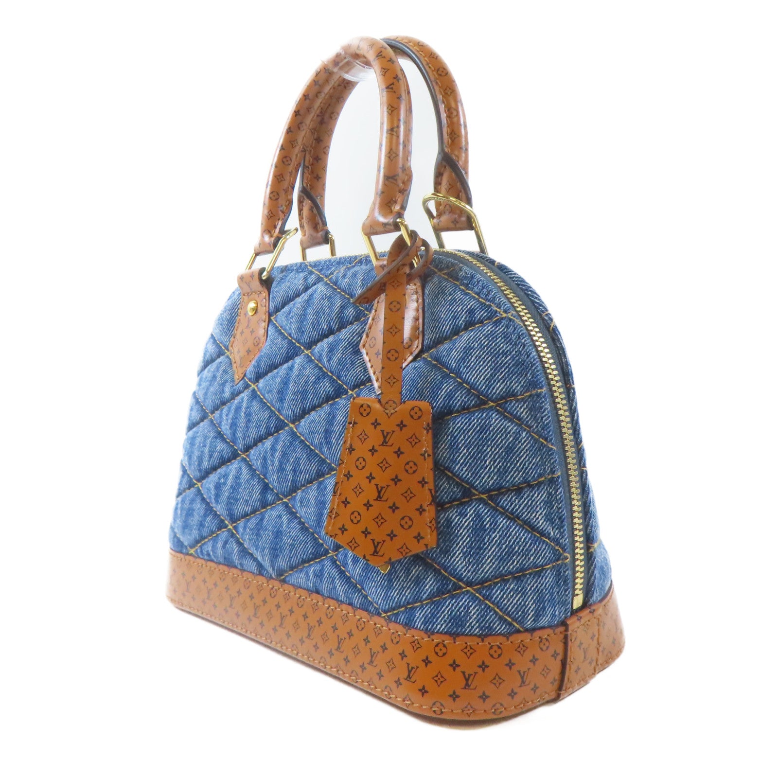 LOUIS VUITTON 【激減優惠】Monogram Denim Alma BB金扣手挽肩背兩用袋藍色/啡色