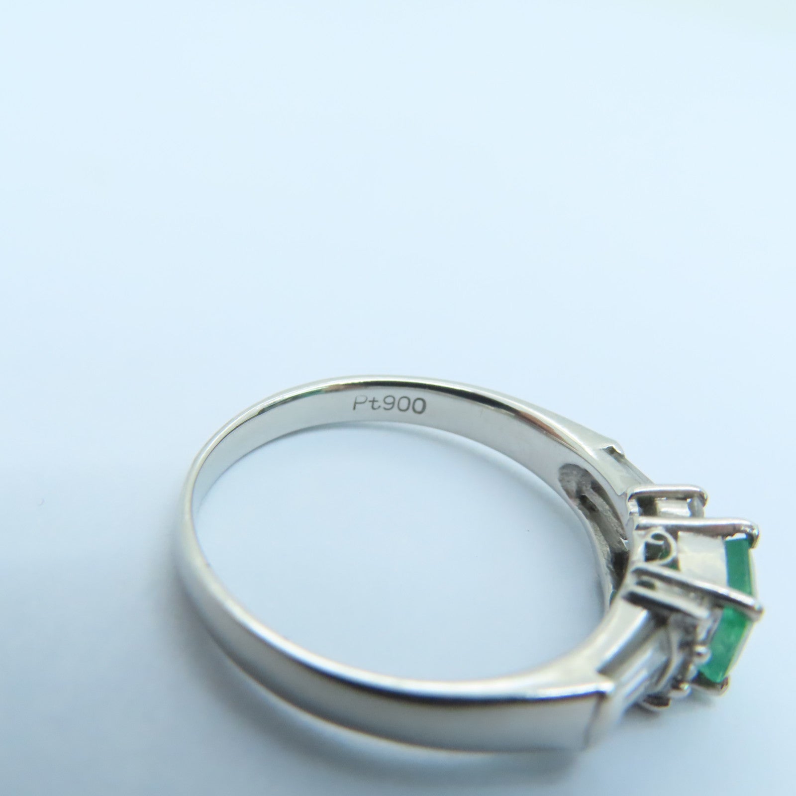JEWELRY PT900铂金Emerald Diamond Ring0.57ct绿宝石/0.37ct钻石戒指US#6