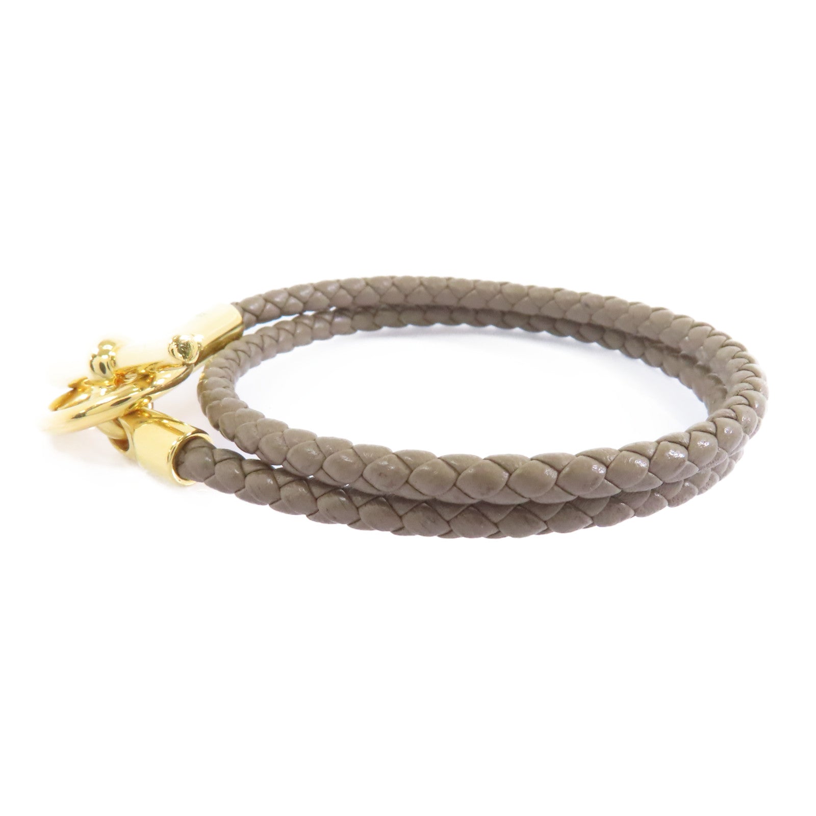 HERMES (PRICE DOWN) Roulis Bracelet Accessories Veau Swift Leather Metal Etoupe