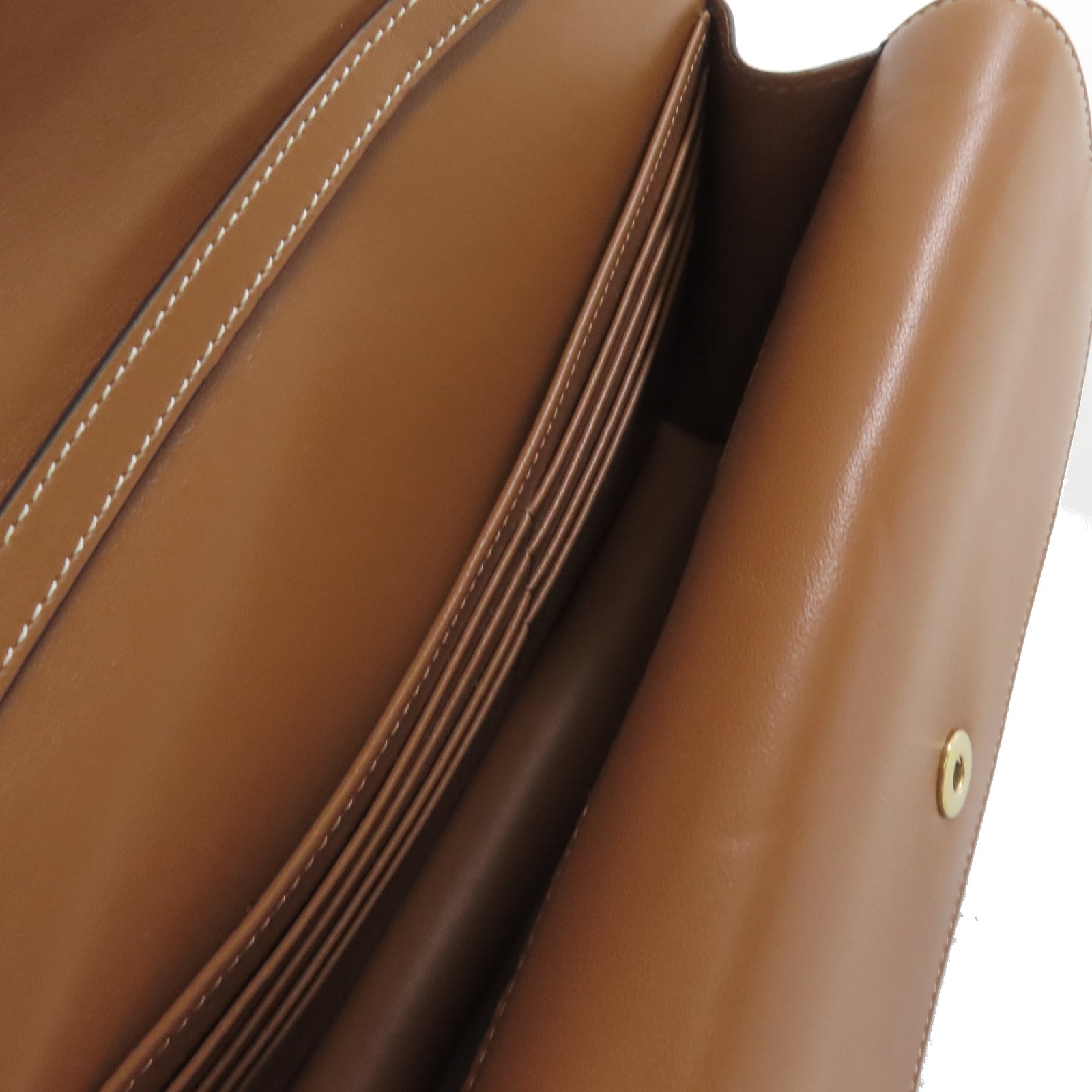 CELINE 塗層帆布Triomphe Wallet On Strap Shoulder Bag金扣肩背袋啡色
