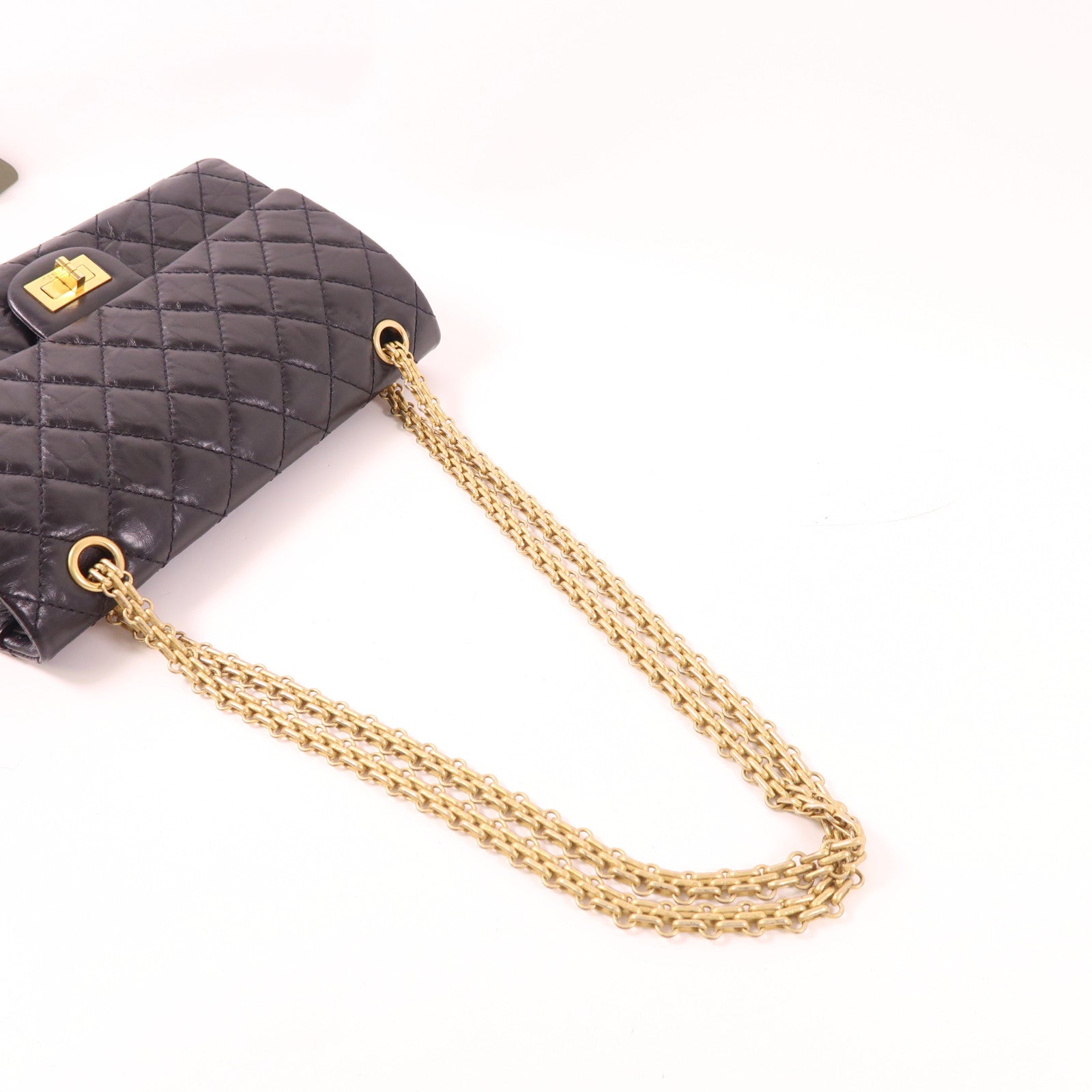 CHANEL 牛皮皮革2.55金扣鏈帶肩背袋