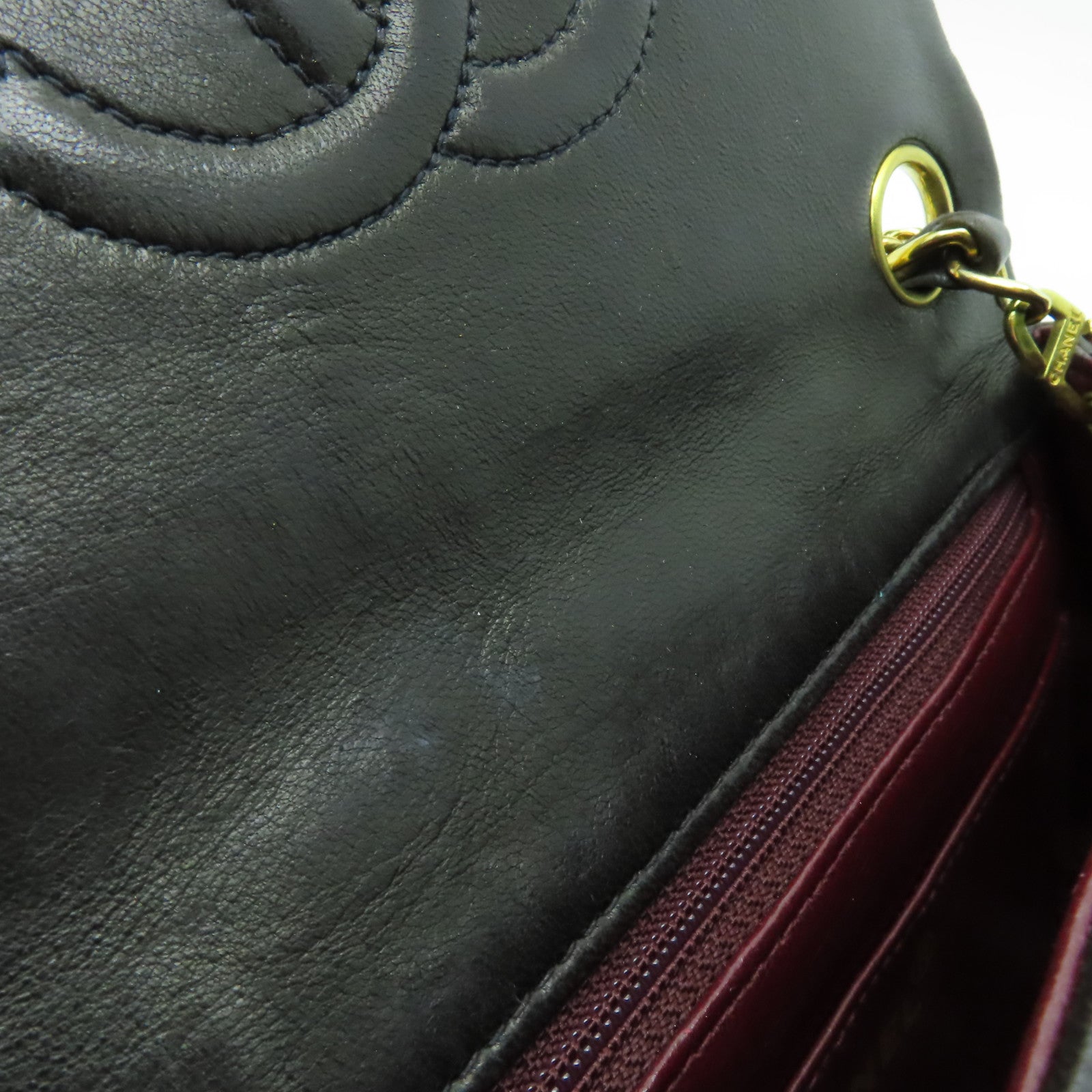 CHANEL 菱格牛皮皮革Matelasse Chain Shoulder金扣鏈帶肩背袋啡色