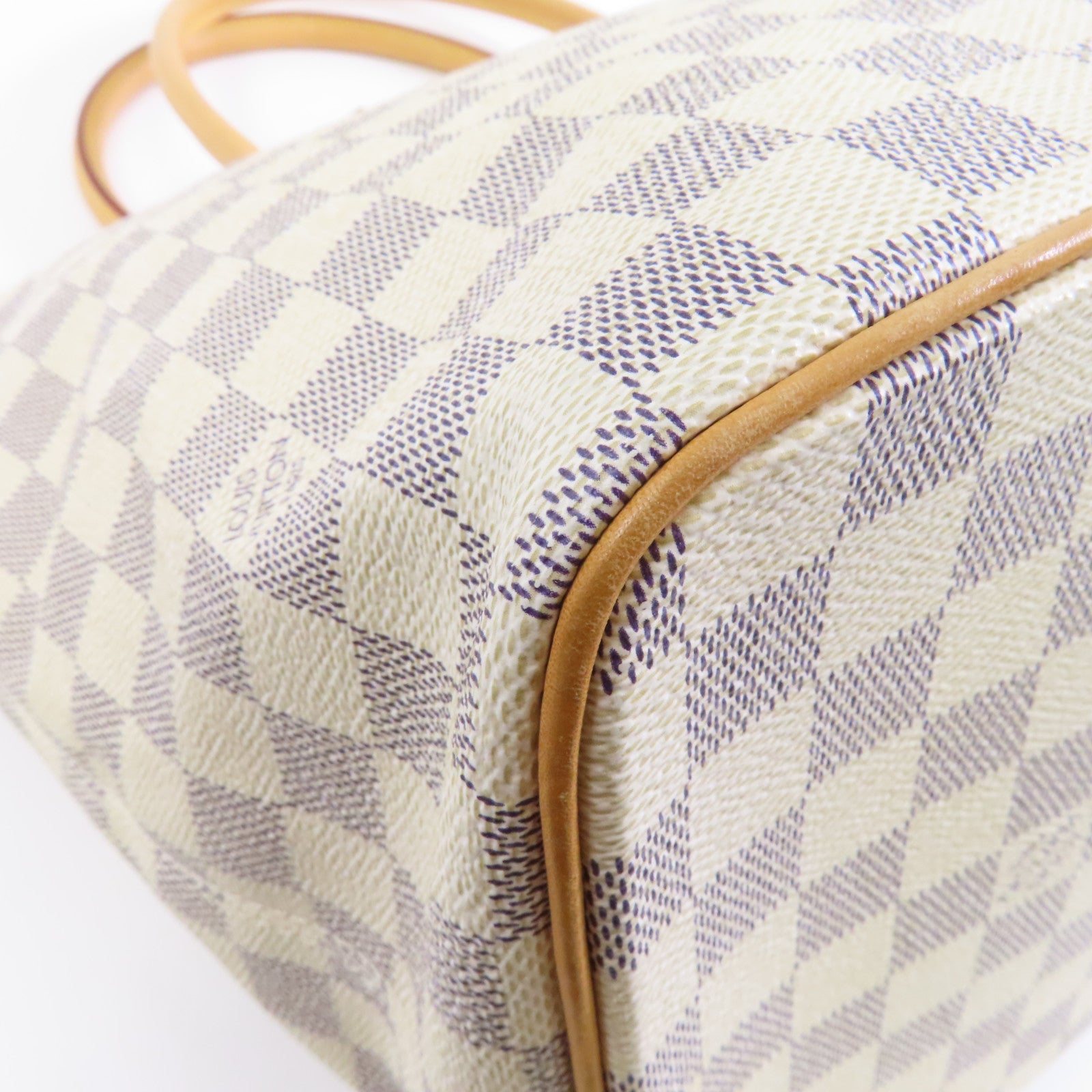 LOUIS VUITTON Damier Azur Saleya MM金扣肩背袋米色