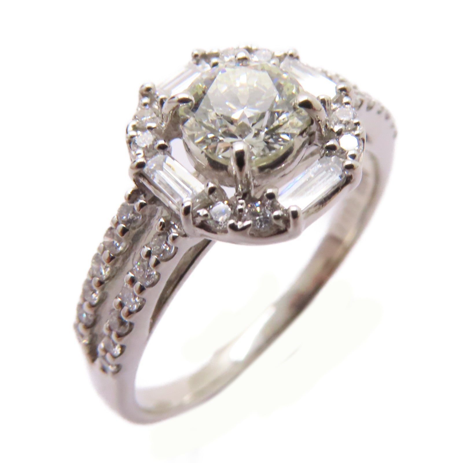 JEWELRY PT900鉑金Diamond Ring 0.511ct/0.38ct鑽石戒指US#7.75
