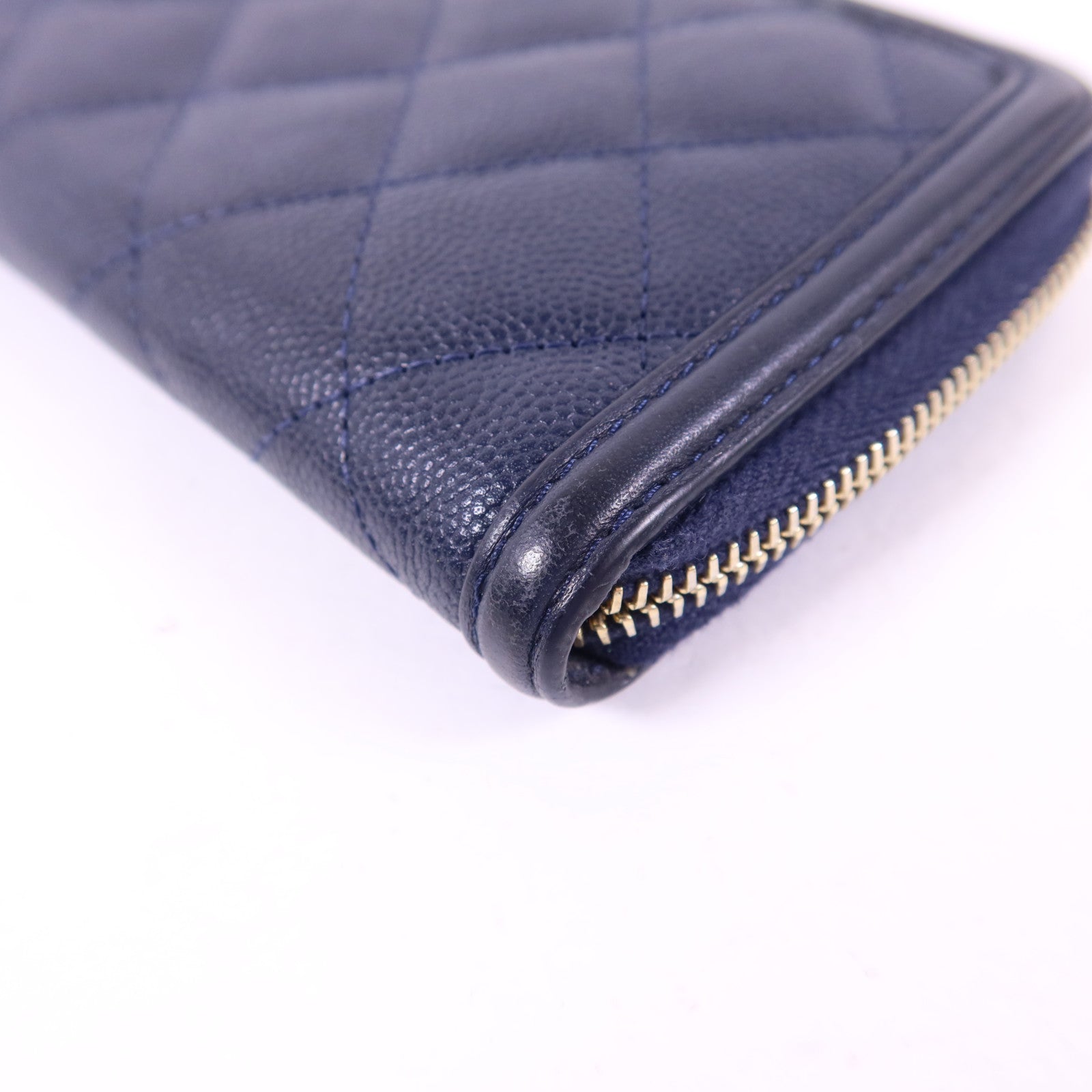 CHANEL 牛皮皮革Zipper Wallet金扣錢包