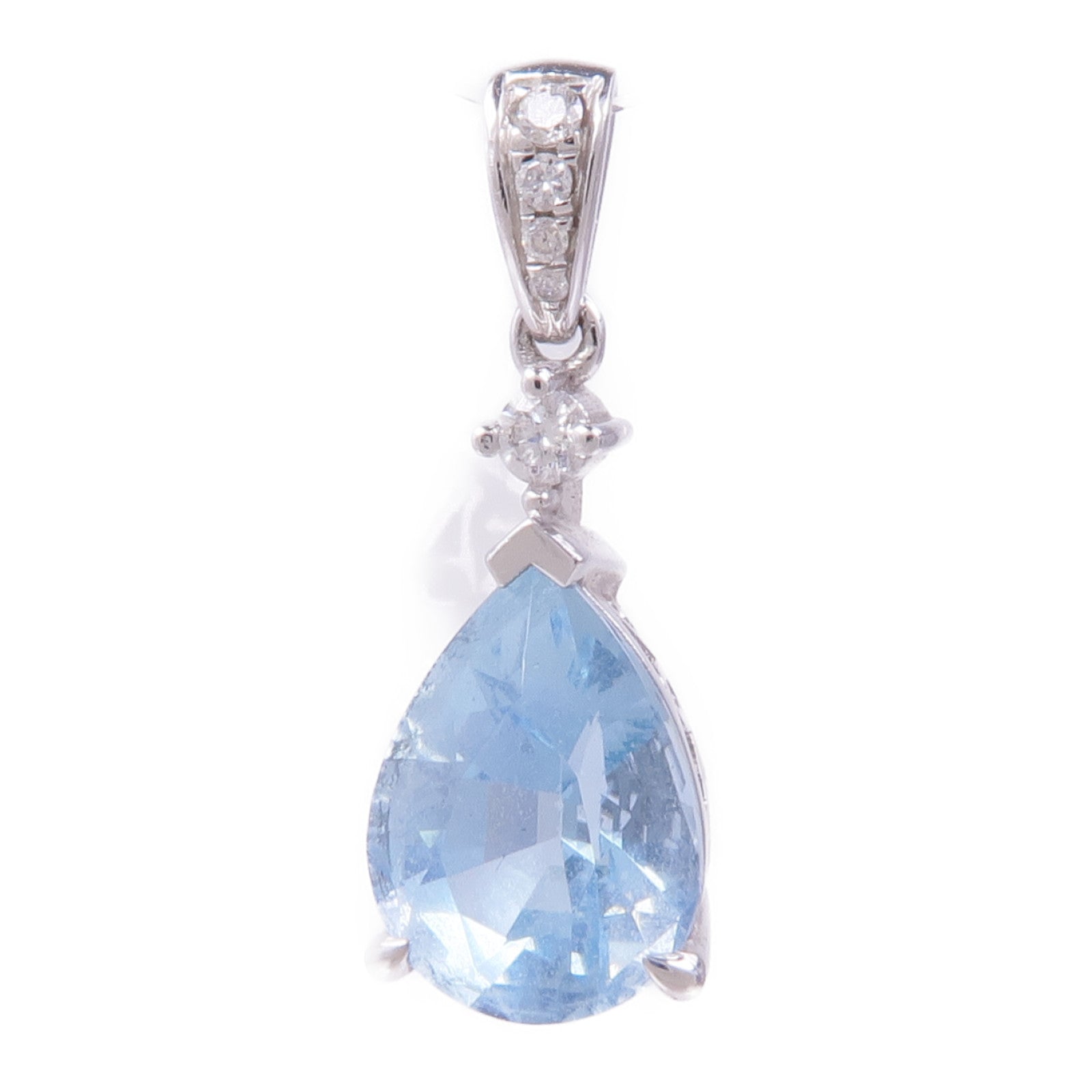 JEWELRY 18K白金Aquamarine/Diamond Pendant Top藍晶/鑽石吊墜