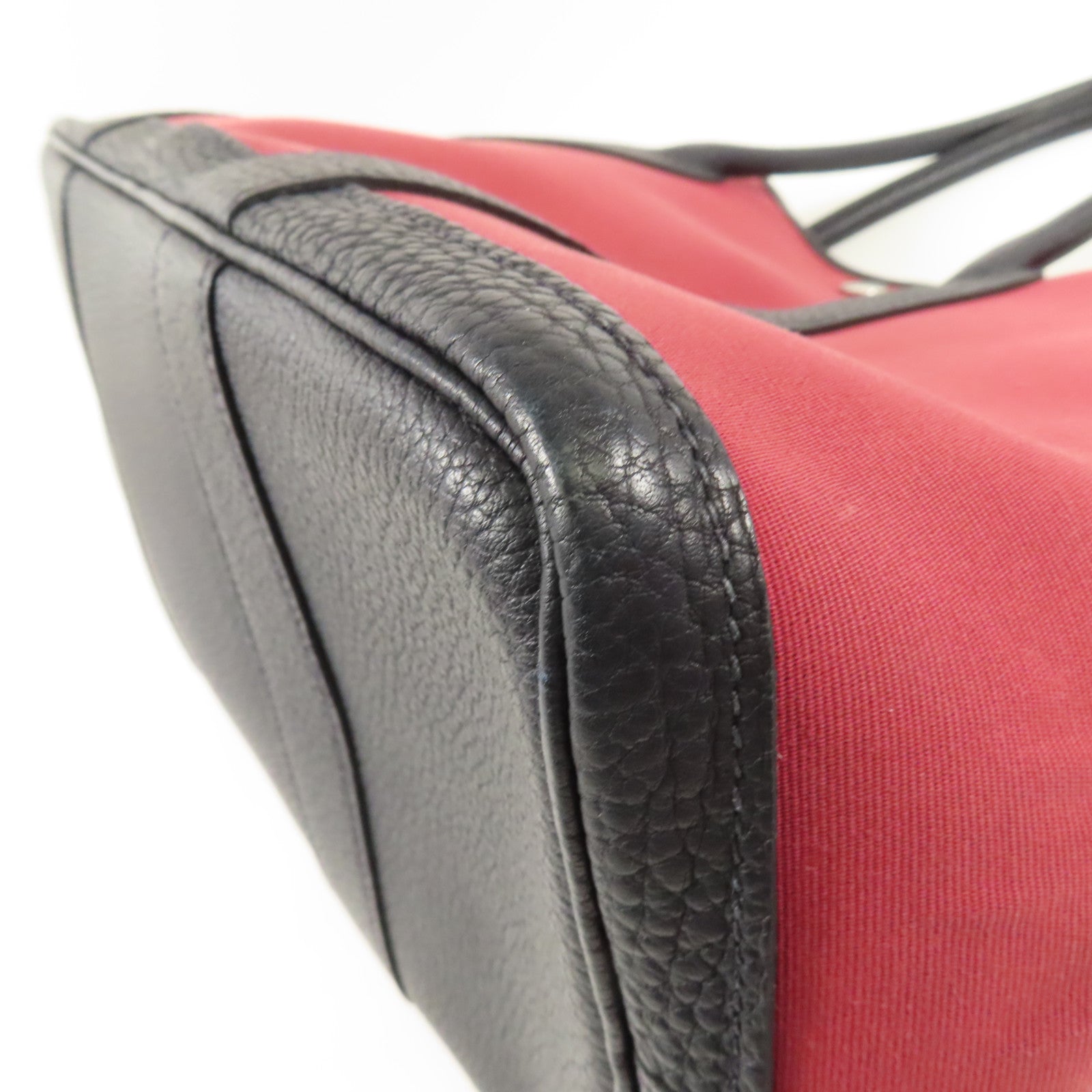 HERMES PHW Garden Party PM Tote Bag Canvas Red/Black