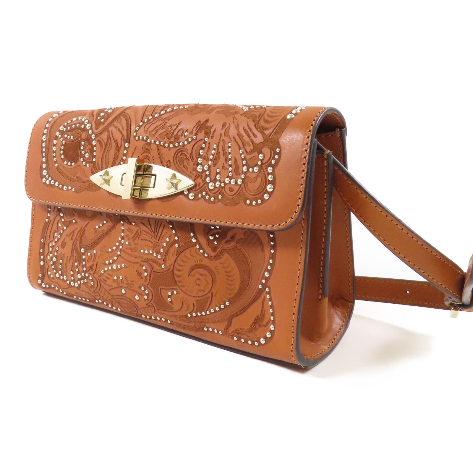 Valentino 牛皮皮革Shoulder Bag金扣肩背袋