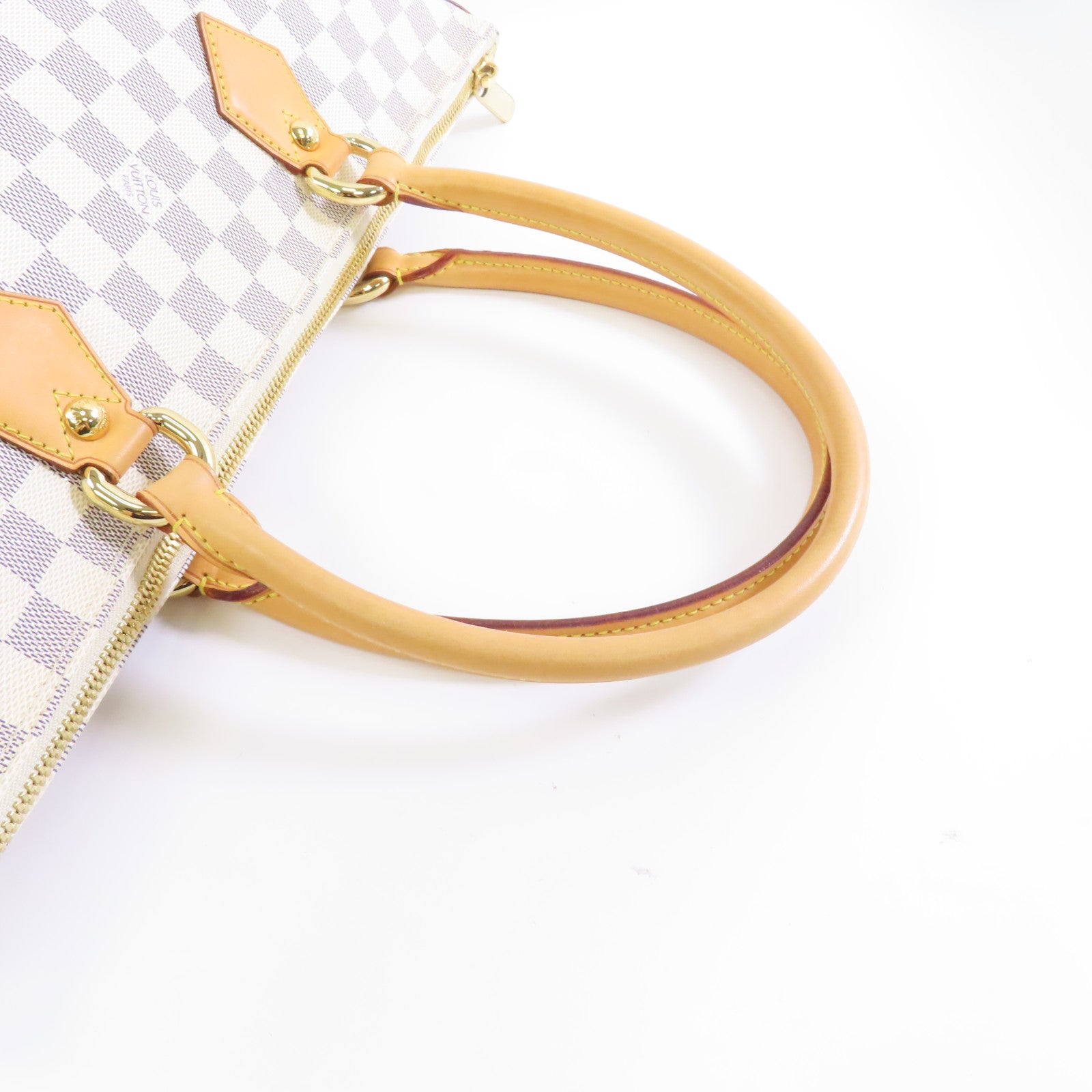 LOUIS VUITTON Damier Azur Saleya MM金扣肩背袋米色