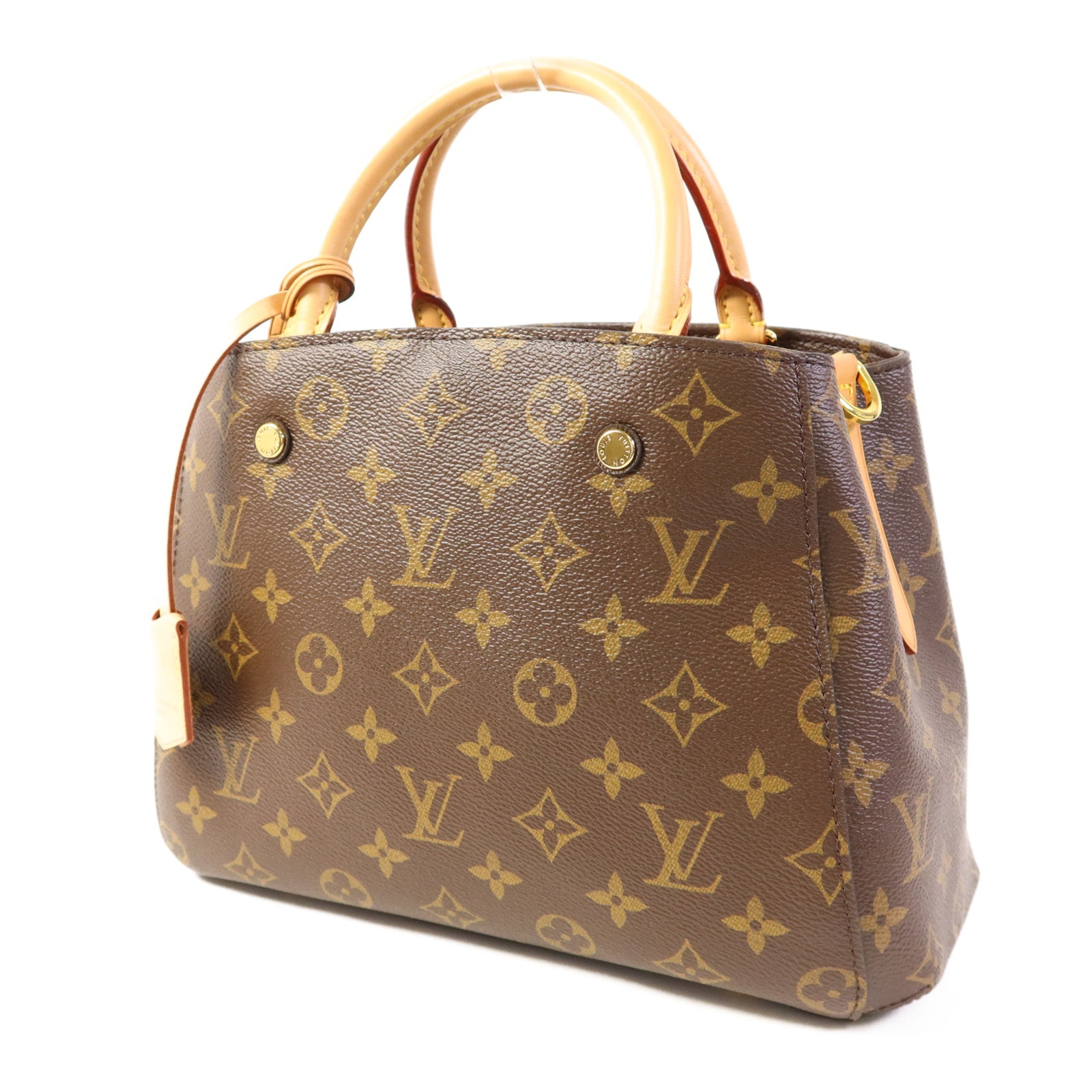 LOUIS VUITTON Monogram Montaigne BB金扣手挽肩背兩用袋棕色