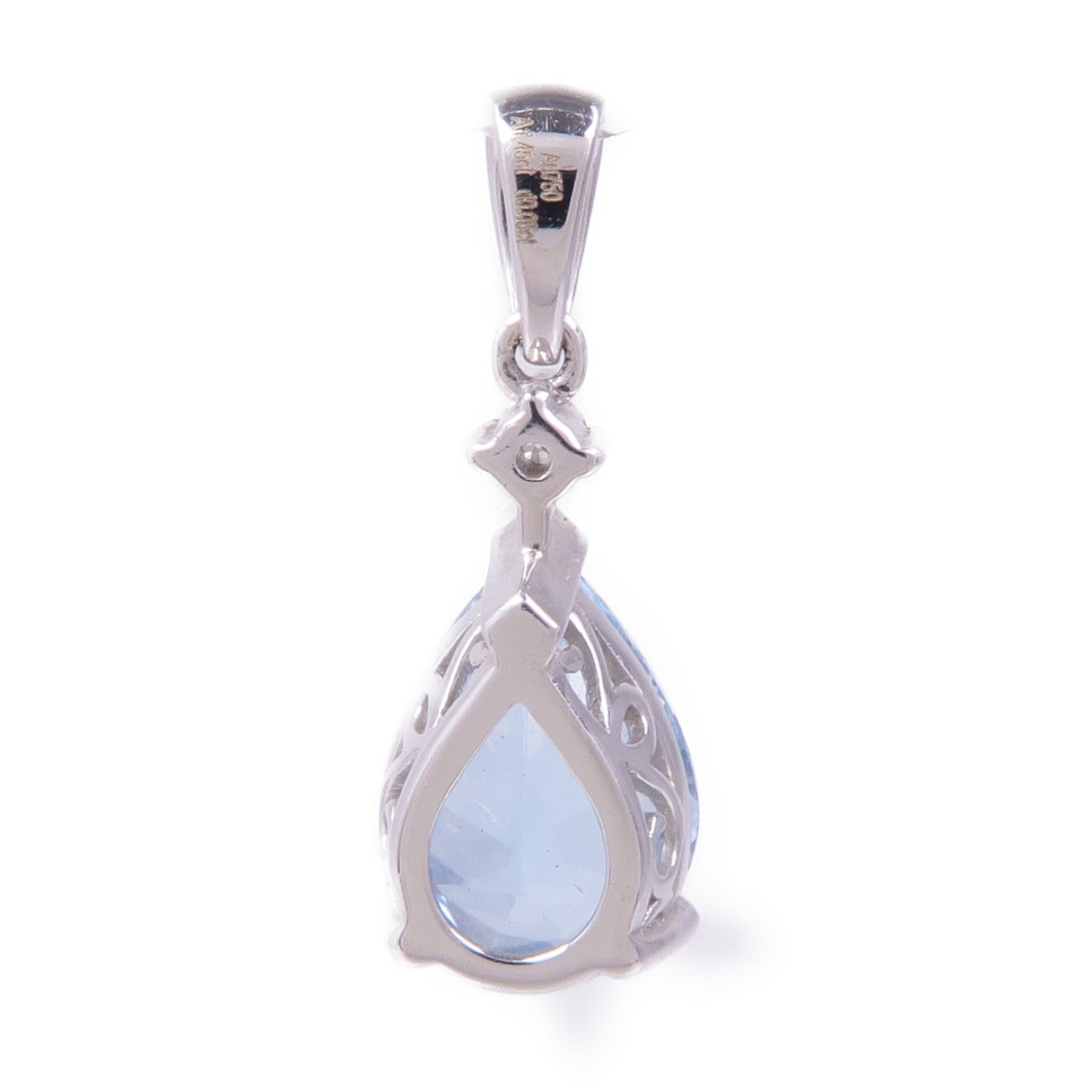 JEWELRY 18K白金Aquamarine/Diamond Pendant Top藍晶/鑽石吊墜