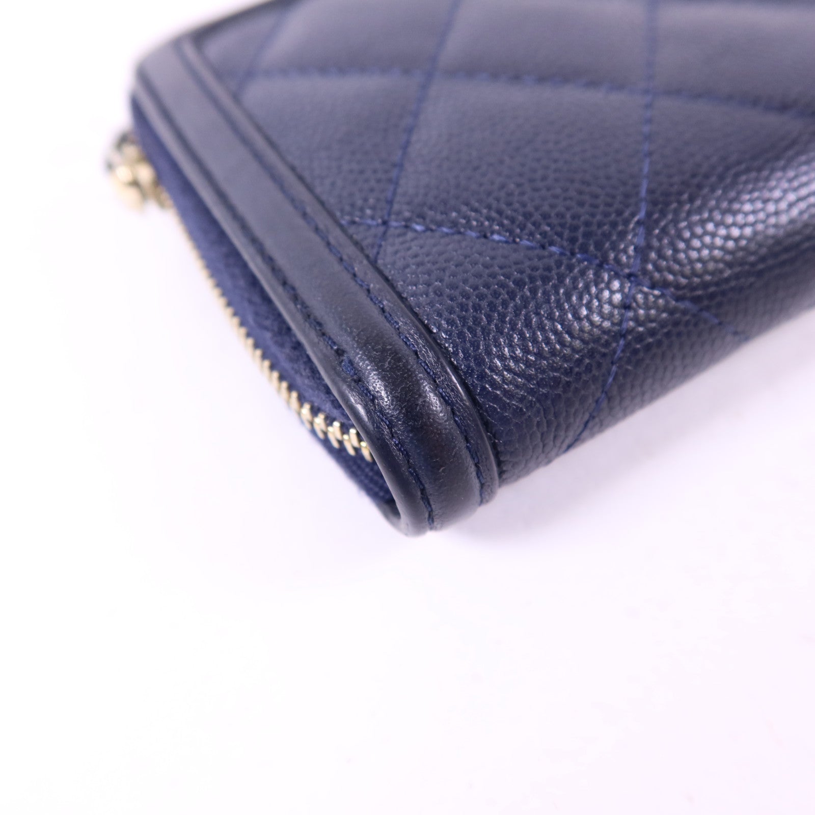 CHANEL 牛皮皮革Zipper Wallet金扣錢包