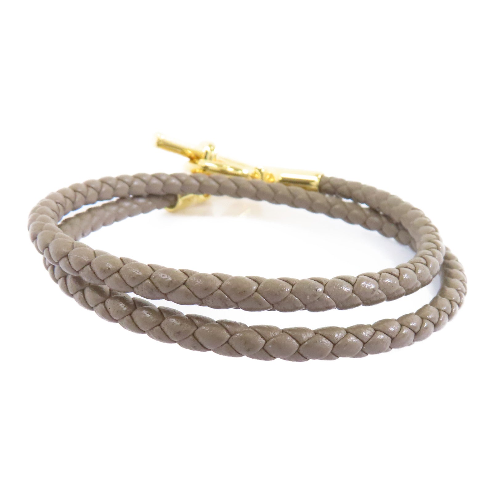 HERMES (PRICE DOWN) Roulis Bracelet Accessories Veau Swift Leather Metal Etoupe