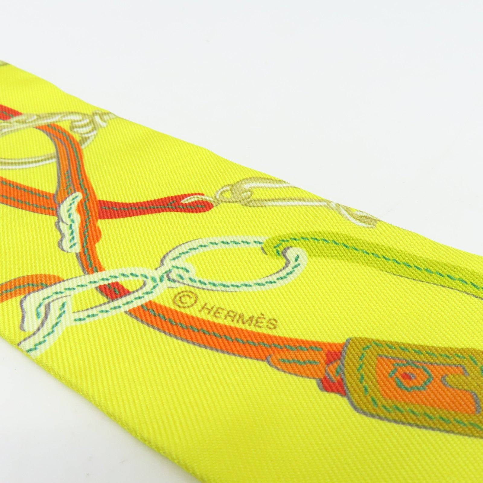 HERMES 【激減優惠】絲質Twilly Scarf絲巾黃色/綠色/彩色