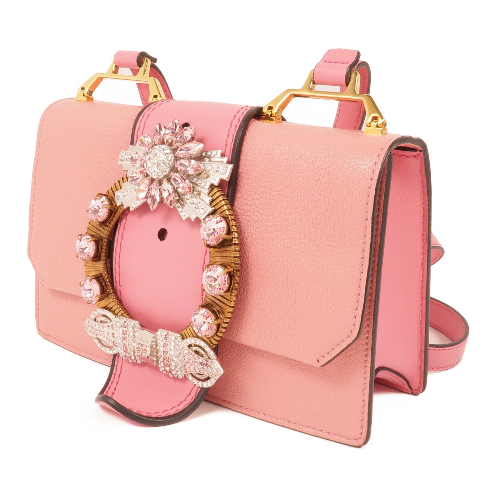 Miu Miu 山羊皮皮革Shoulder Bag金扣肩背袋