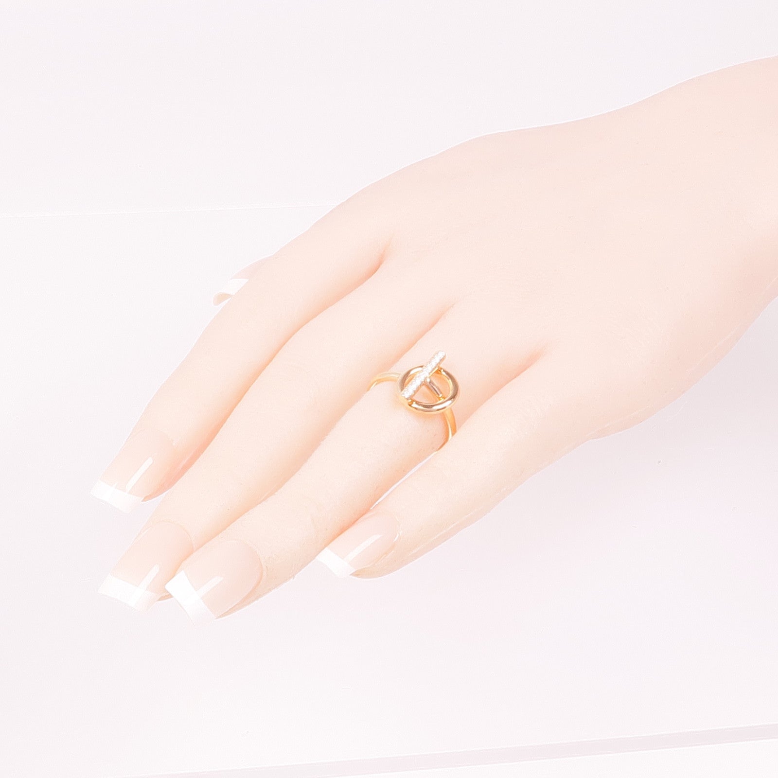 HERMES 18K玫瑰金Echappee Ring鑽石戒指Hermes#50 US#5.5