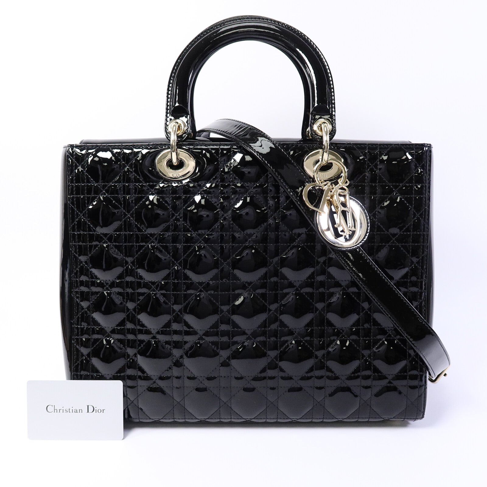 Dior 漆皮皮革Lady Dior Large手挽肩背兩用袋