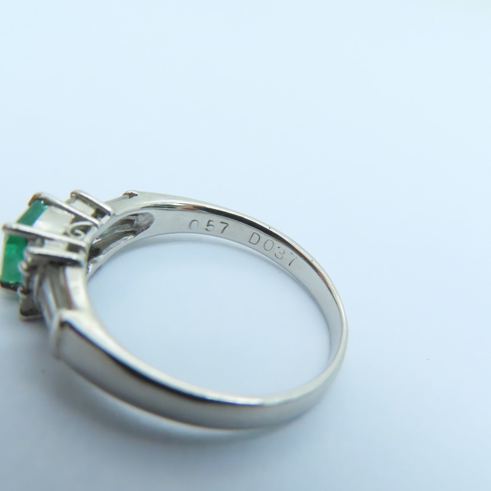 JEWELRY PT900铂金Emerald Diamond Ring0.57ct绿宝石/0.37ct钻石戒指US#6