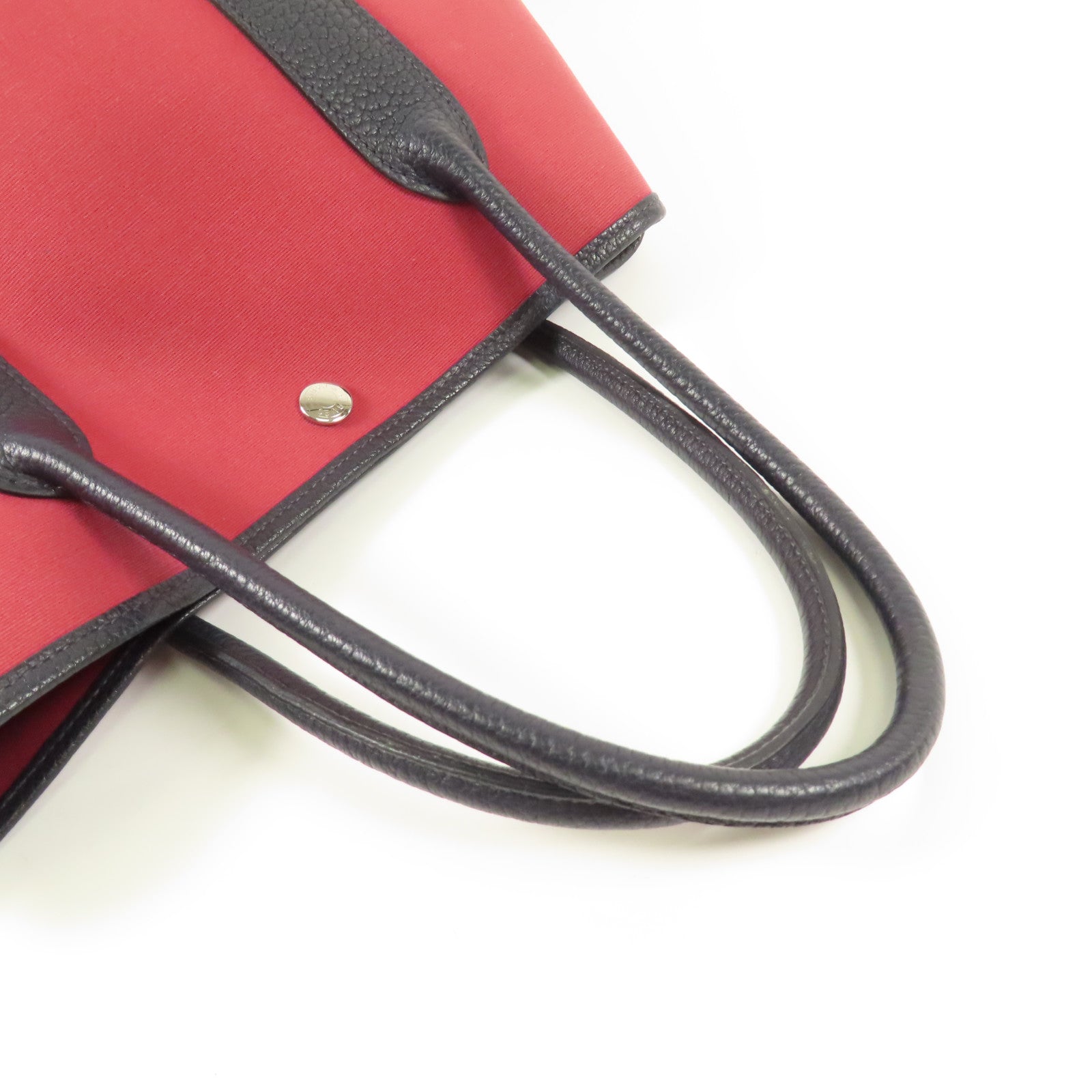 HERMES PHW Garden Party PM Tote Bag Canvas Red/Black